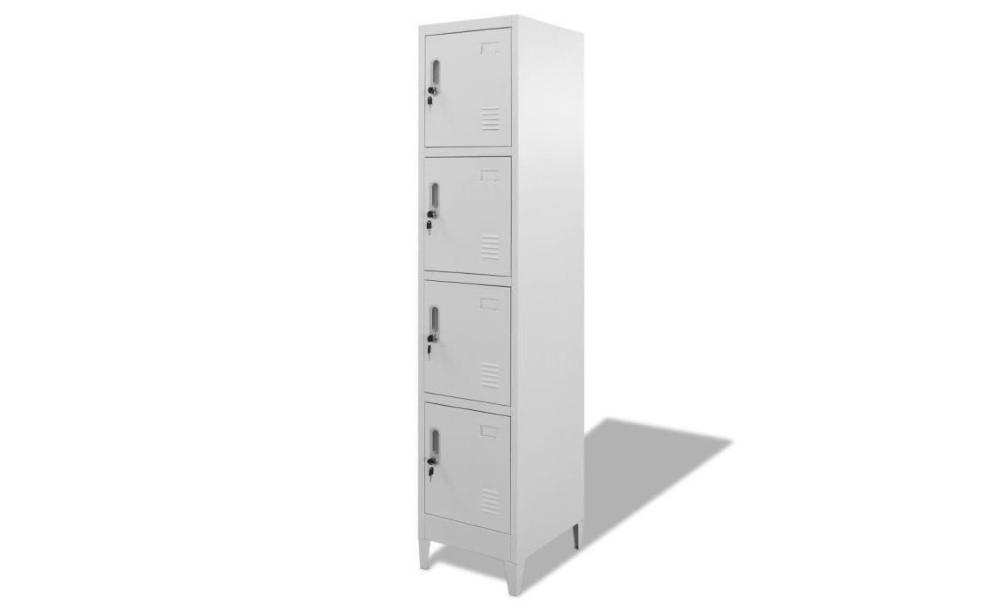 armoire à casiers en acier avec 4 compartiments 38 x 45 x 180 cm