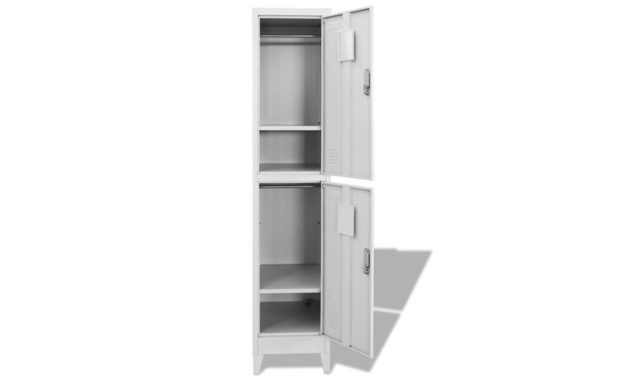 armoire à casiers  gris casiers et armoires de rangement avec 2 compartiments 38 x 45 x 180 cm pas cher