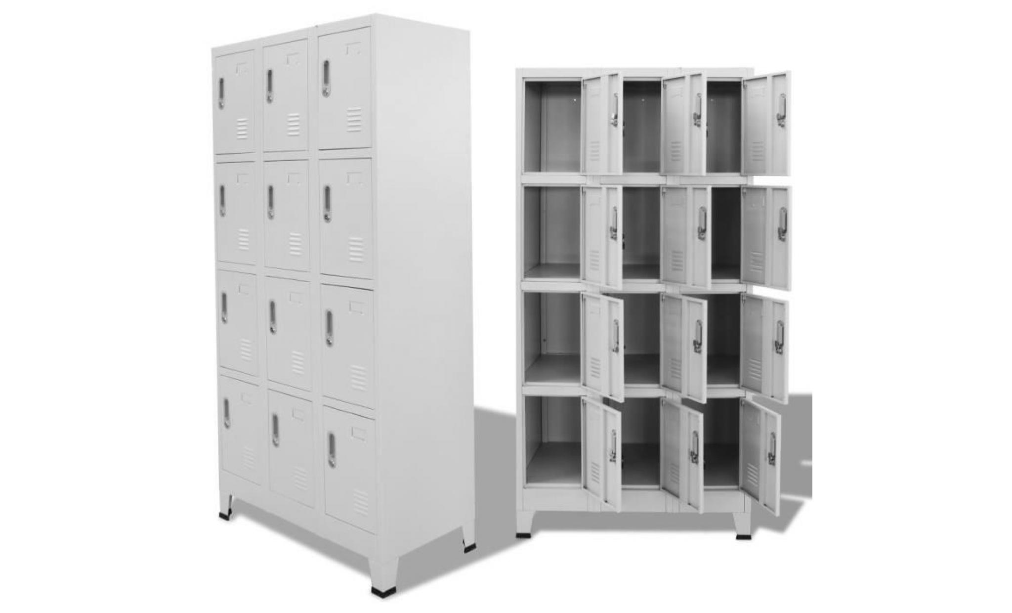 armoire à casiers  meuble de rangement contemporain avec 12 compartiments 90 x 45 x 180 cm gris
