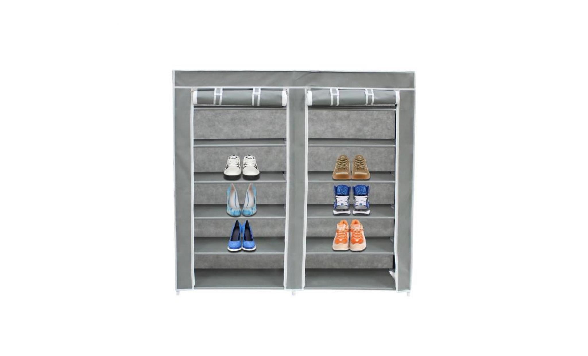 armoire, penderie, placard à chaussures,2 portes, 114x110x28cm, gris, matériau: acier inoxydable et plastique