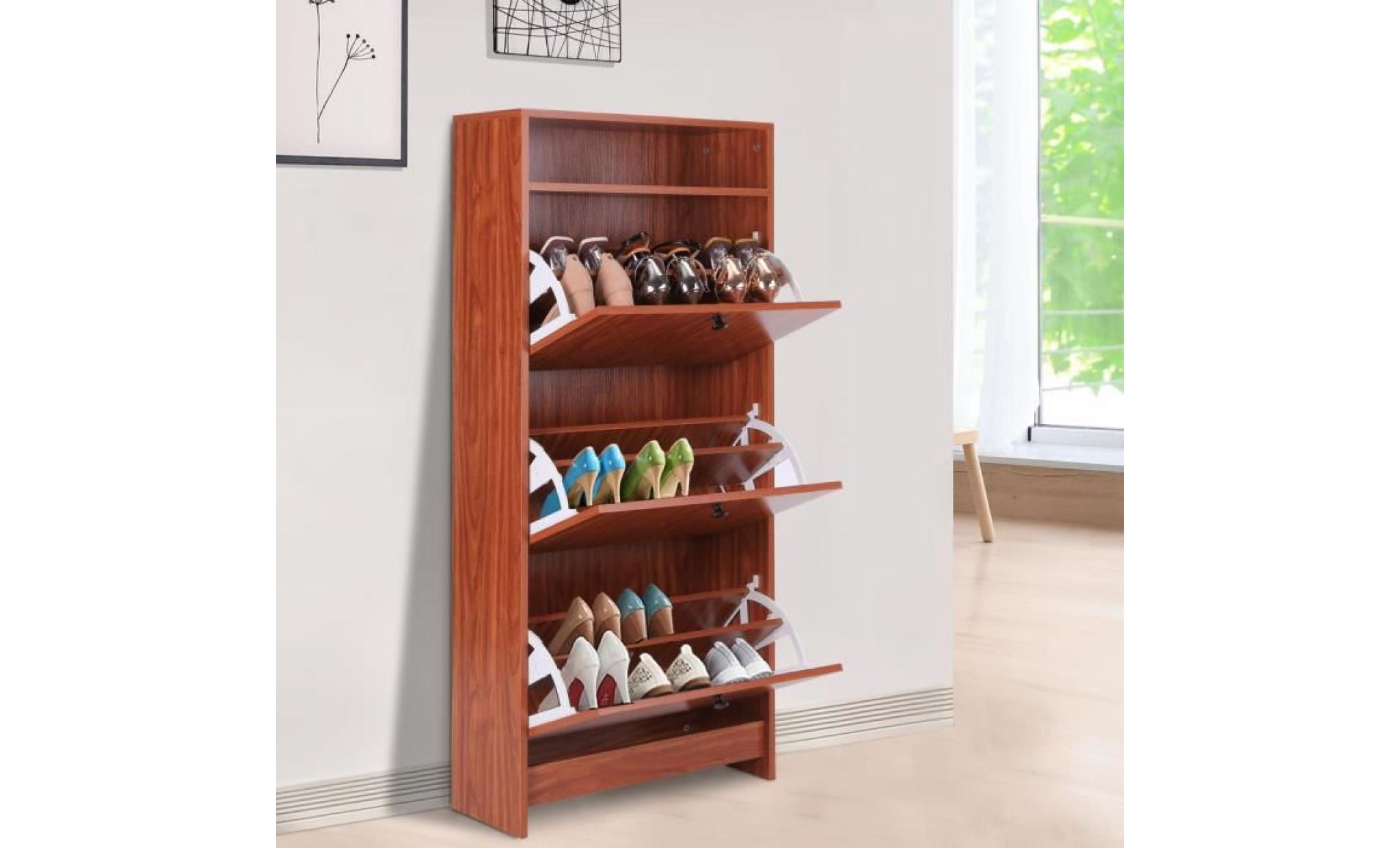 armoire à chaussures meuble à chaussures design contemporain 60l x 24l x 132h cm marron 15 60x24x132cm bois pas cher