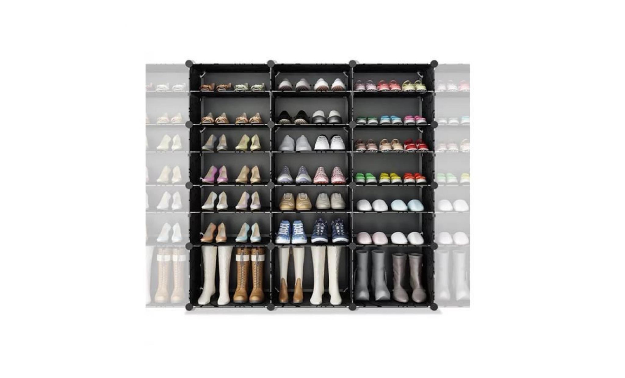 armoire à chaussures meuble à chaussures etagère avec portes plastique 24 cubes facile à monter, etagère de rangement pratique pas cher