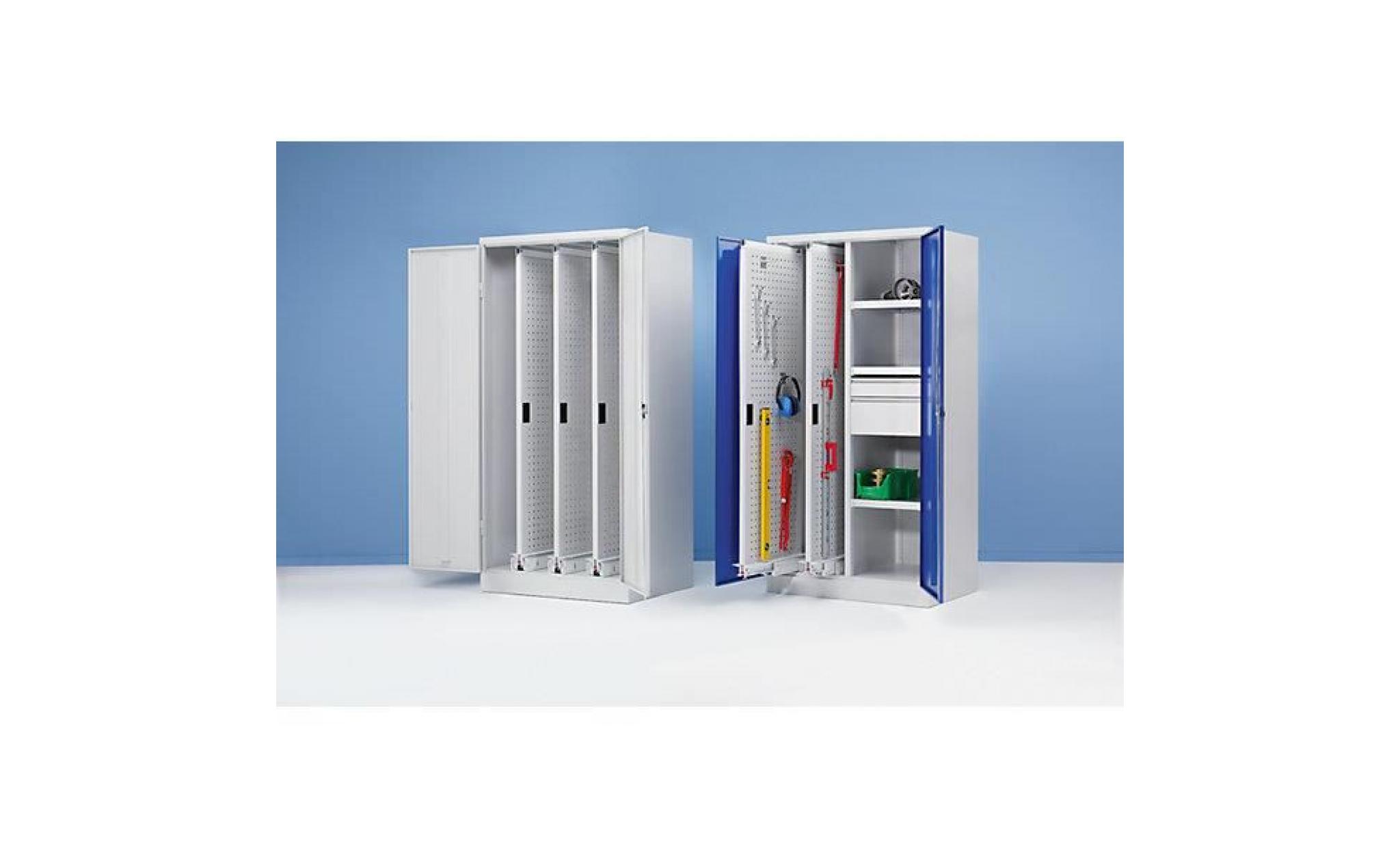 armoire à panneaux coulissants   h x l x p 1950 x 1000 x 600 mm, sans cloison médiane   4 panneaux, gris clair / bleu   armoire pas cher