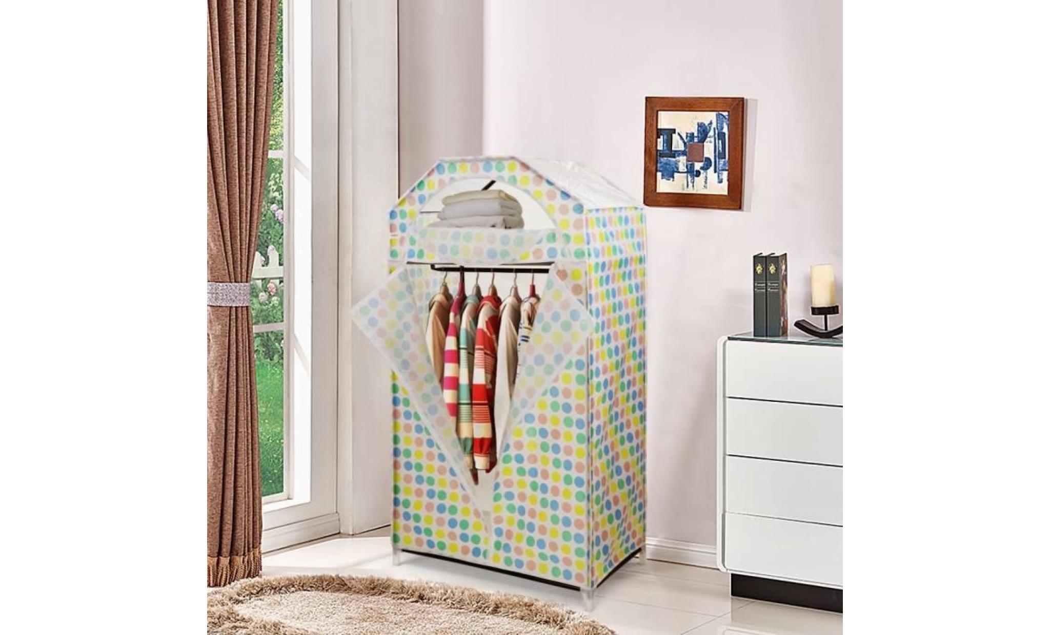 armoire à vêtements portables en coton penderie de rangement garde robe polyéthylène  (140 x 75x 45cm) pas cher
