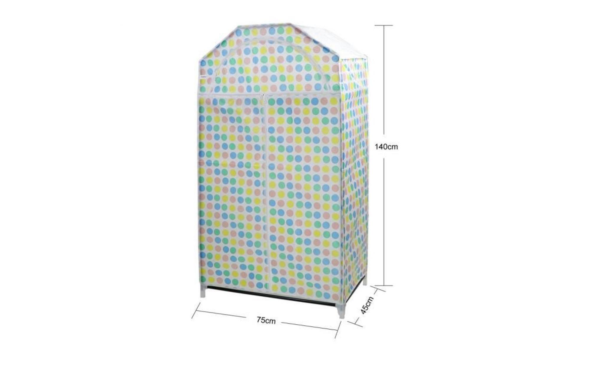armoire à vêtements portables en coton penderie de rangement garde robe polyéthylène  (140 x 75x 45cm) pas cher