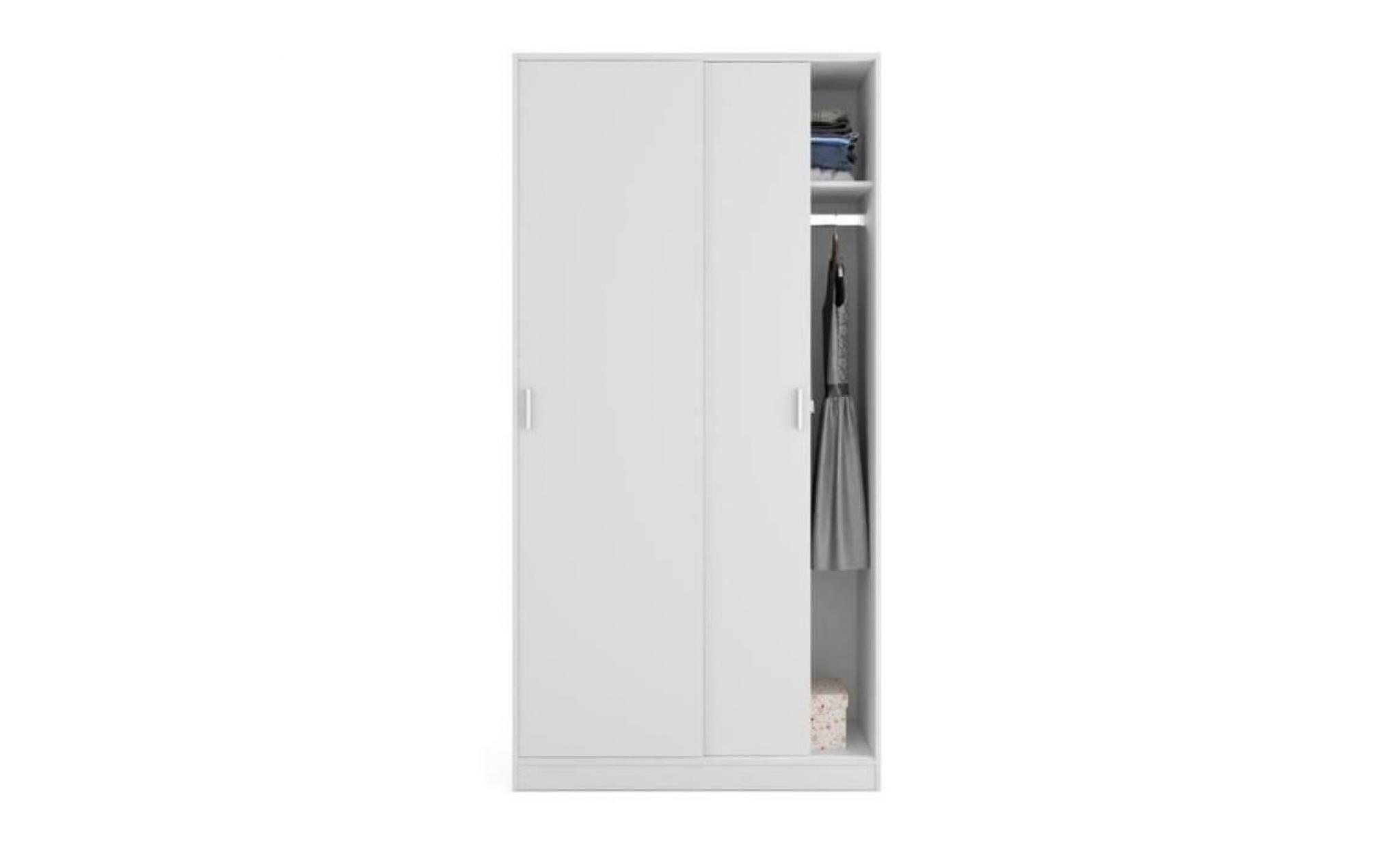 armoire avec 2 portes coulissantes coloris blanc   dim : 150 x 60 x 220 cm