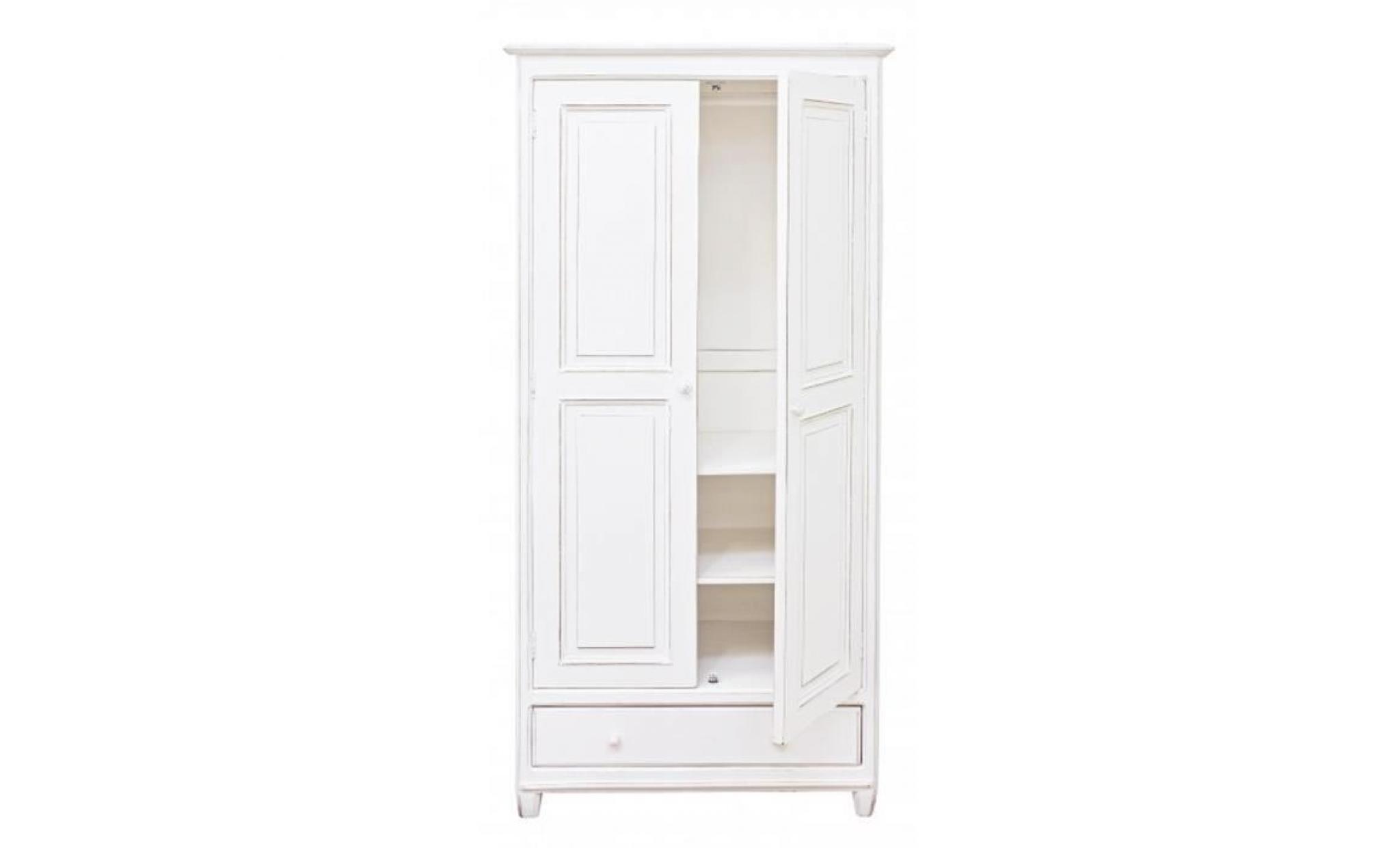 armoire avec 2 portes et 1 tiroir en bois   dim : l 90 x p 55 x h 190 cm pas cher