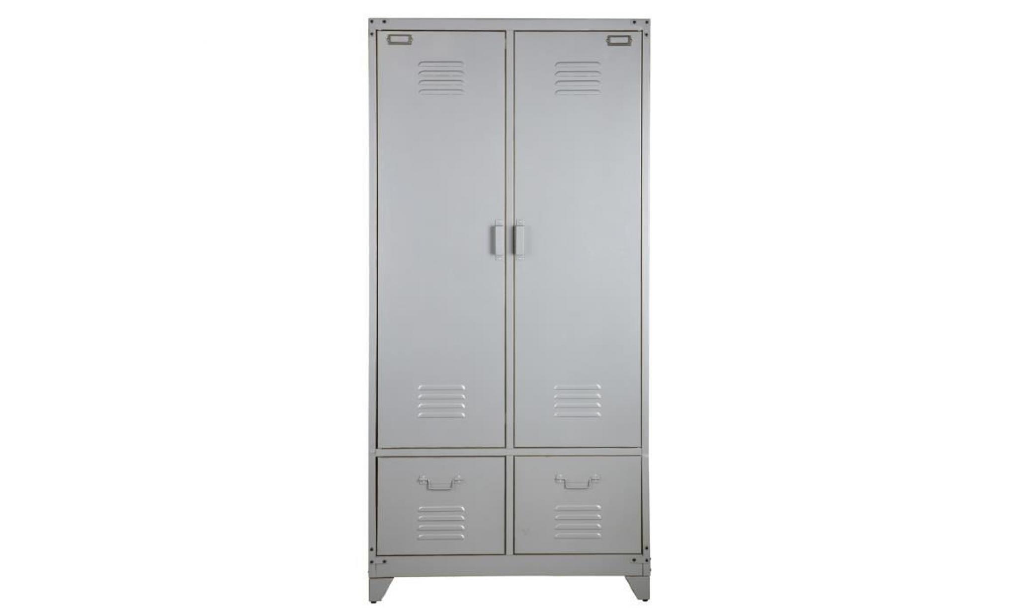 armoire avec 2 portes et 2 tiroirs en métal   dim : h 190 x l 90 x p 50 cm