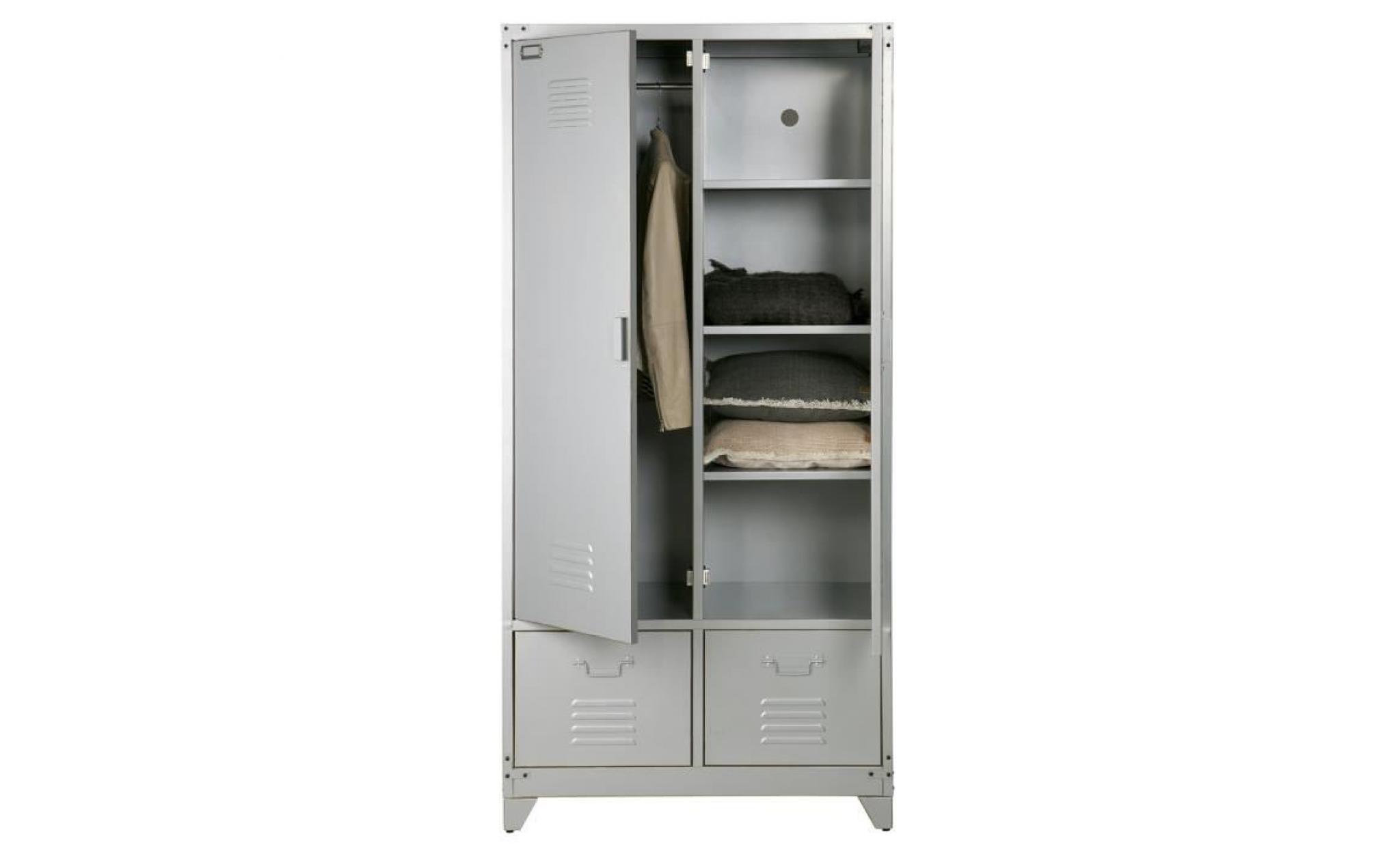 armoire avec 2 portes et 2 tiroirs en métal   dim : h 190 x l 90 x p 50 cm pas cher