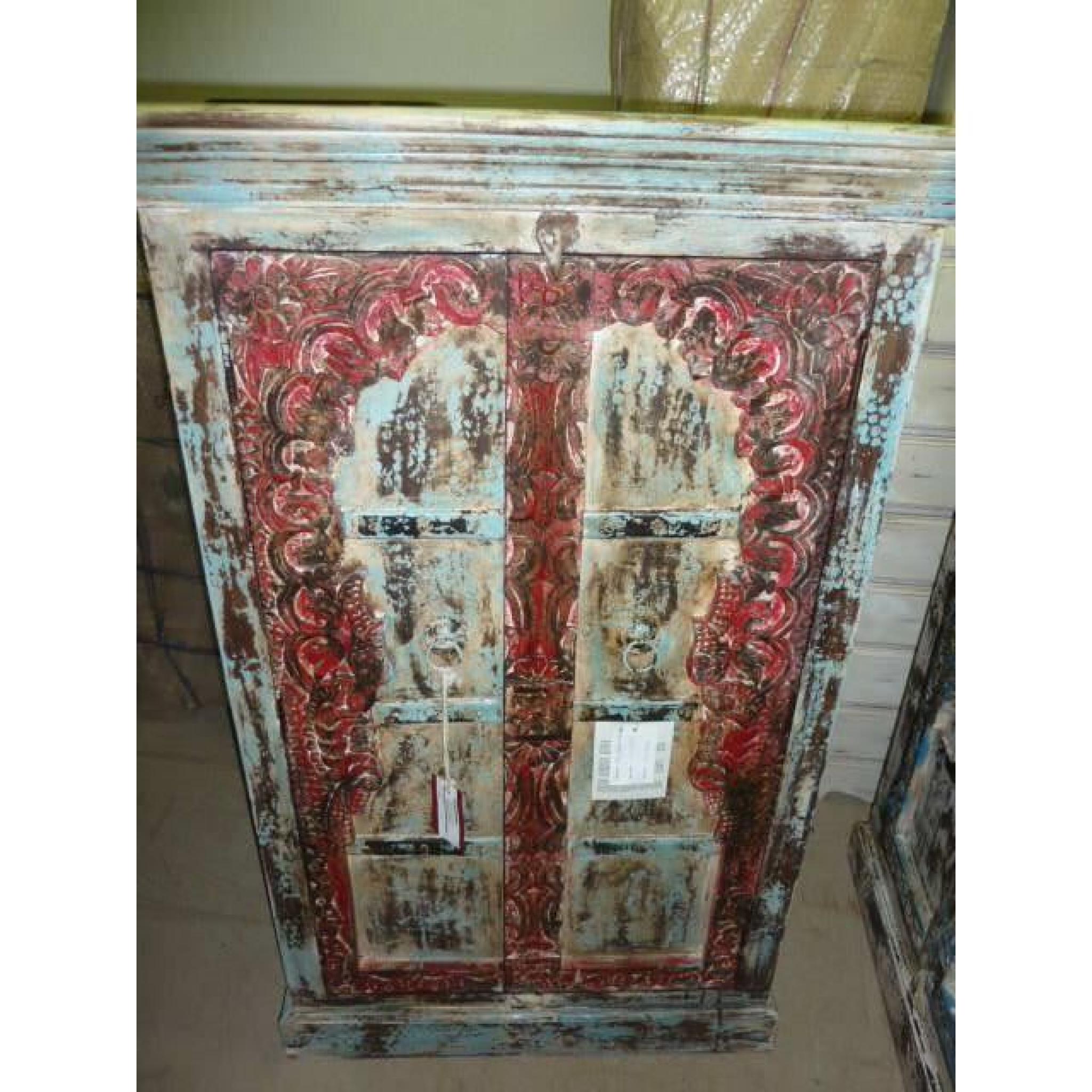 Armoire basse Arche turquoise rouge
