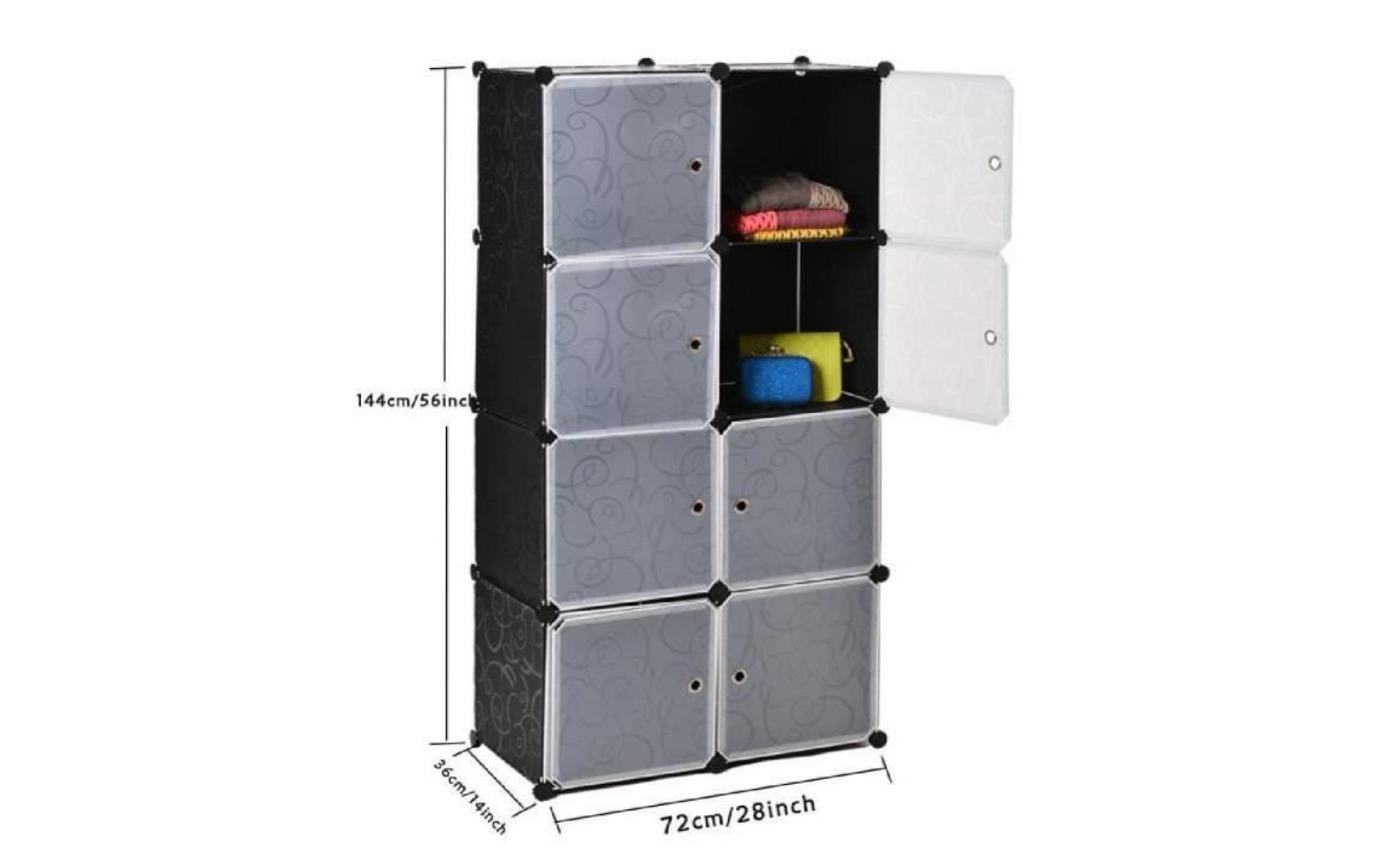 armoire bricolage meuble amovible en plastique 8 stockage en cubes étagère armoire salle de bain garde robe