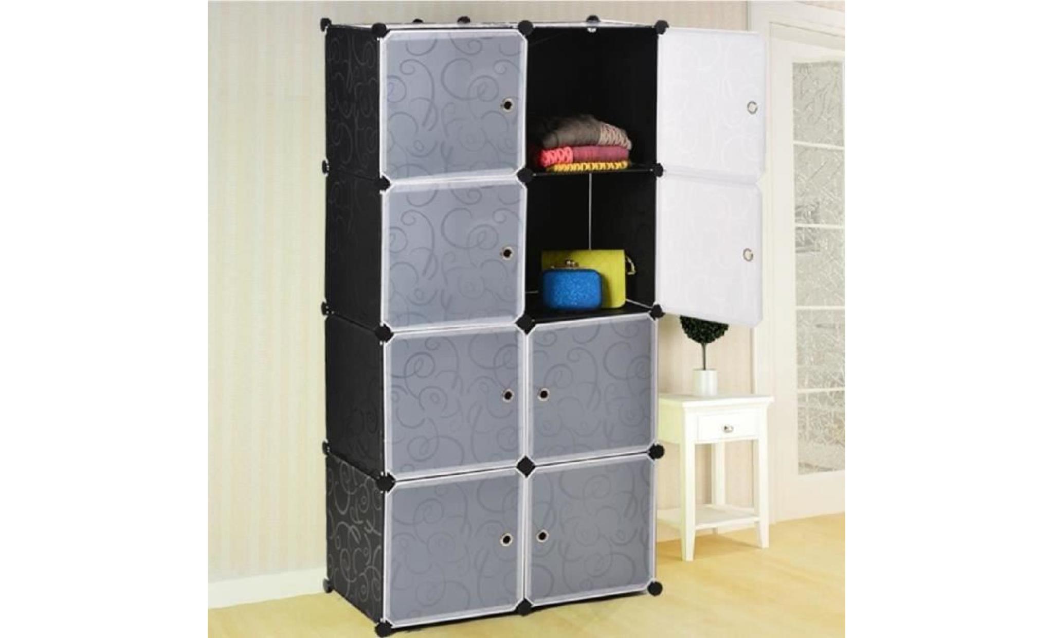 armoire bricolage meuble amovible en plastique 8 stockage en cubes étagère armoire salle de bain garde robe pas cher