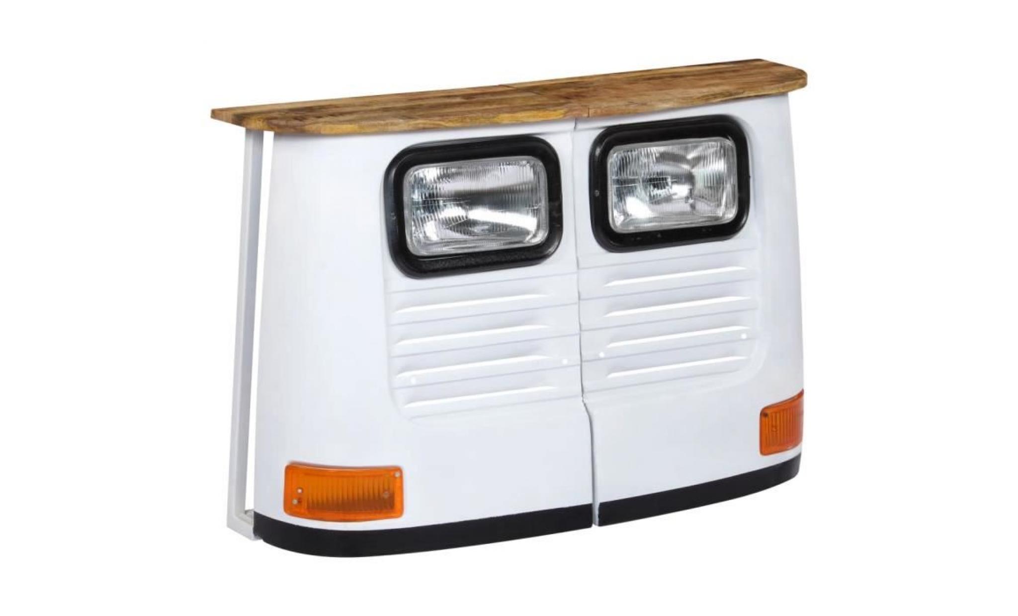 armoire buffet en forme de camion bois de manguier massif blanc