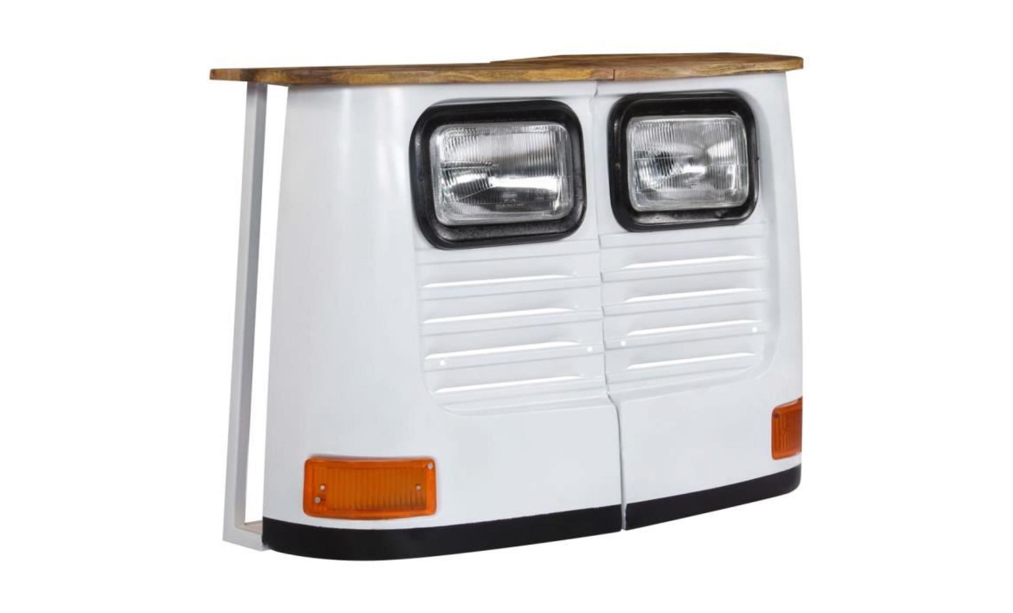 armoire buffet en forme de camion bois de manguier massif blanc pas cher