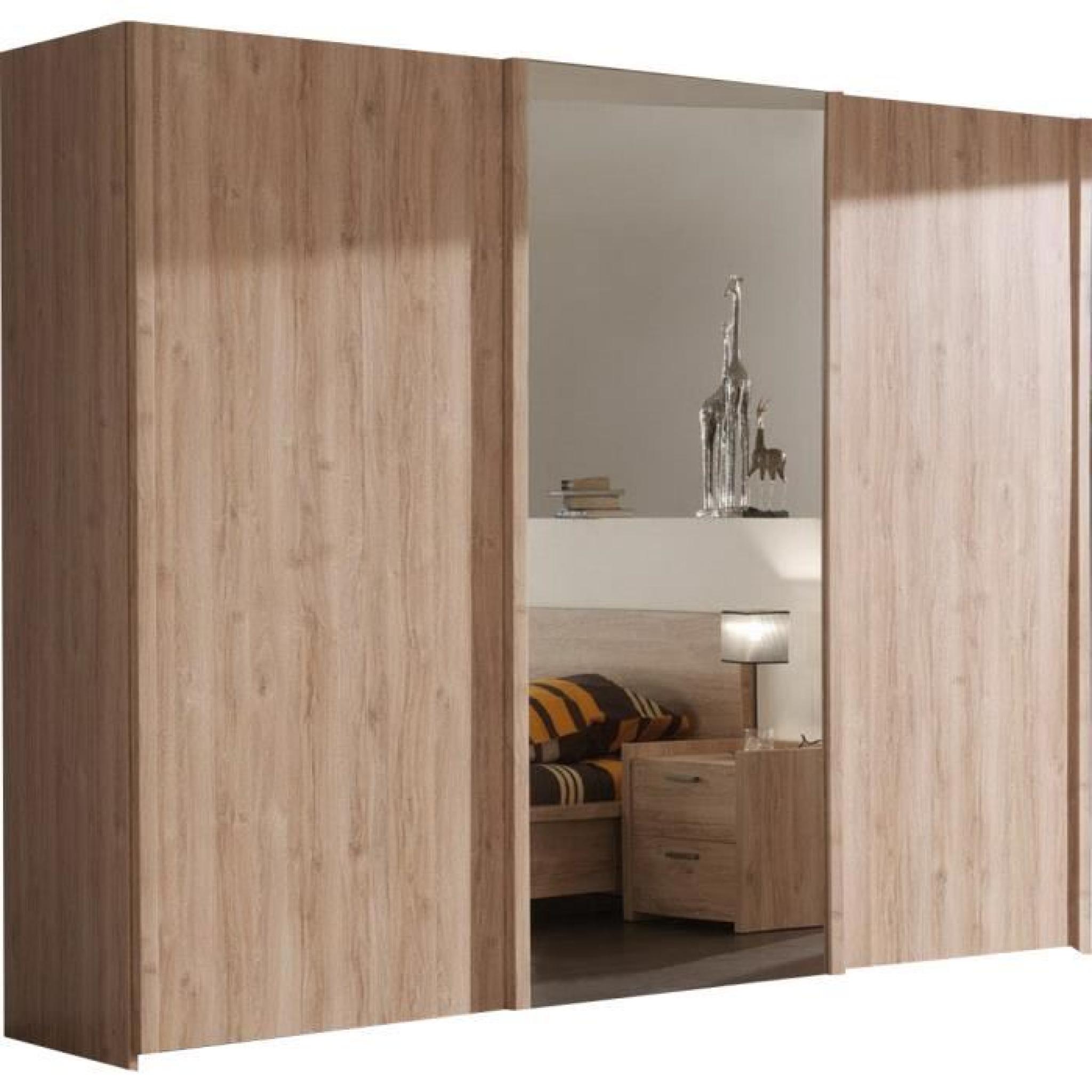 Armoire chambre porte coulissante avec miroir bois design