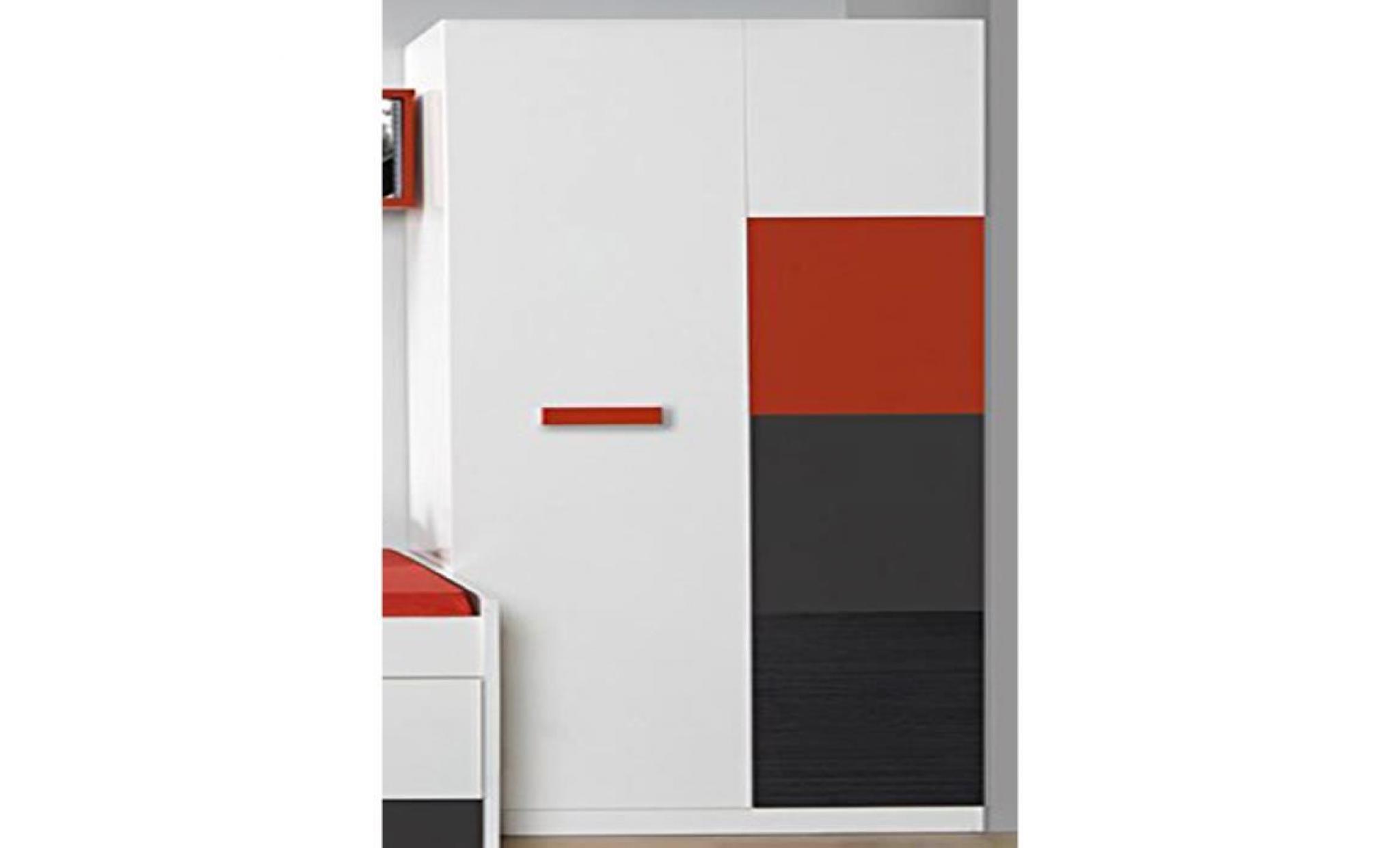 armoire coloris blanc rouge gris noir, 200 x 91 x 52 cm