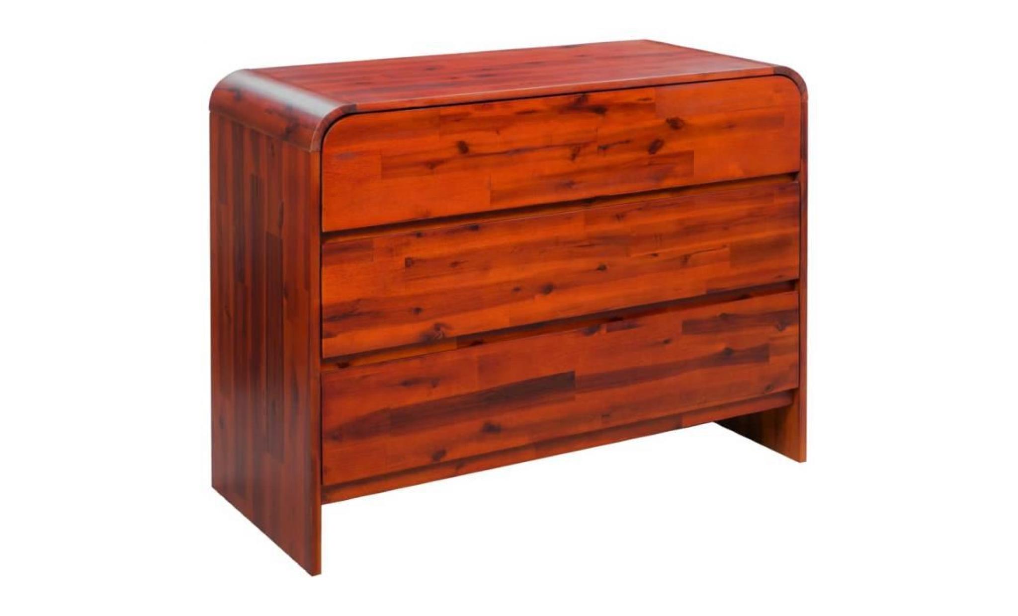 armoire commode à tiroirs bois d'acacia massif 90 x 37 x 75 cm