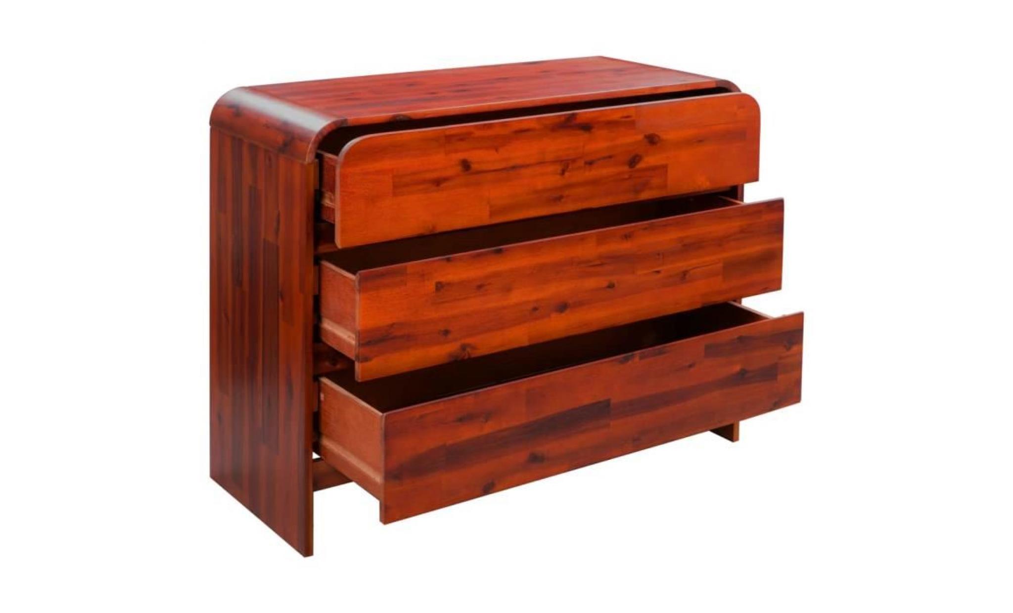 armoire commode à tiroirs bois d'acacia massif 90 x 37 x 75 cm pas cher