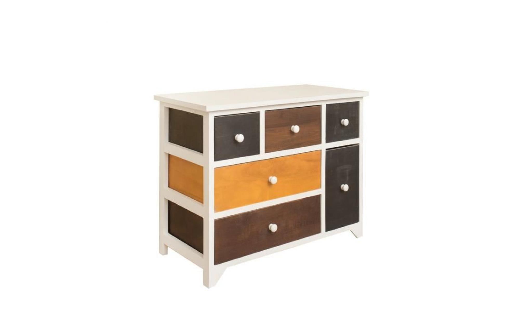 armoire commode meuble à tiroir blanc atlantica 6 tiroirs coloré urban chic