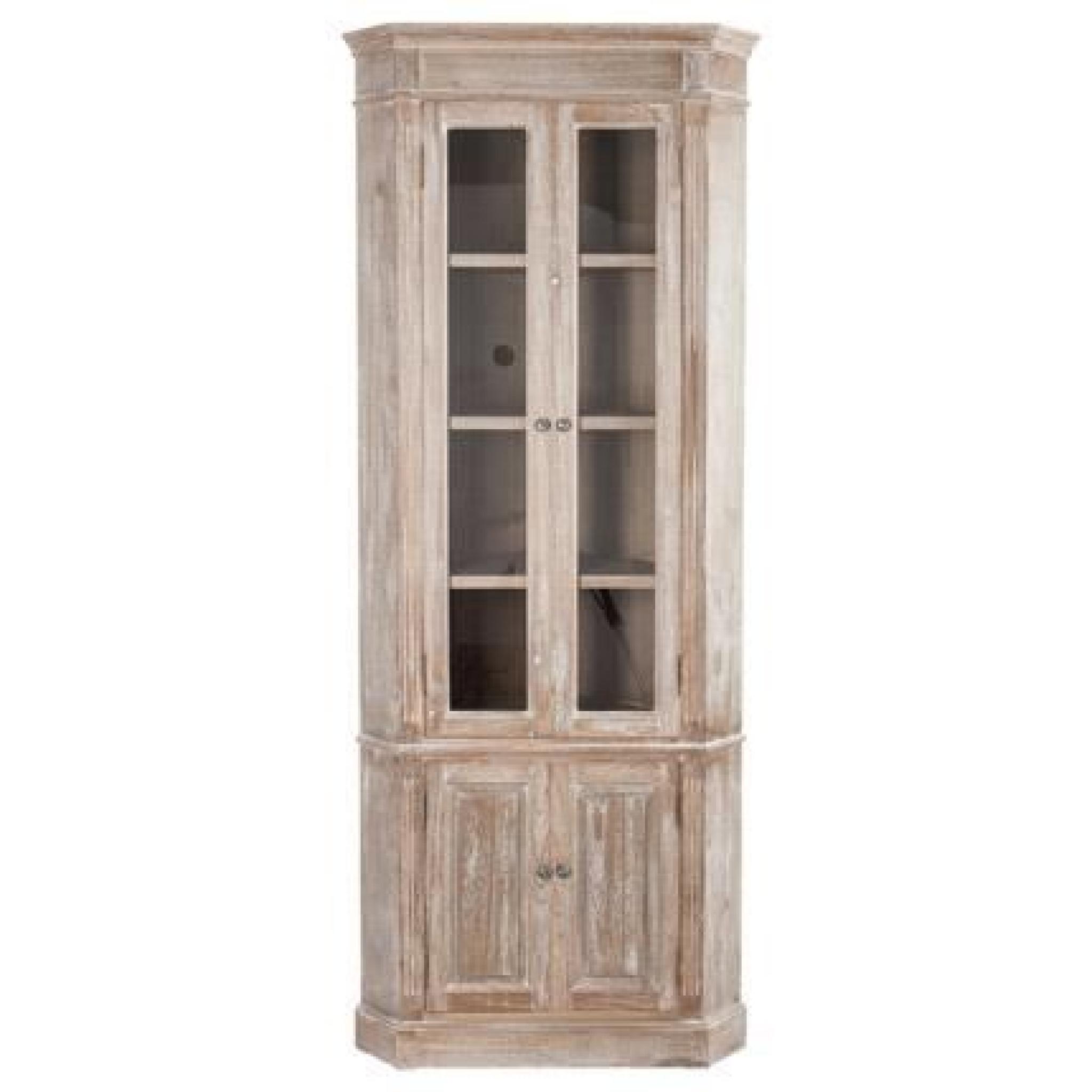 Armoire d'angle 4 portes bois blanchi 61x61x195cm