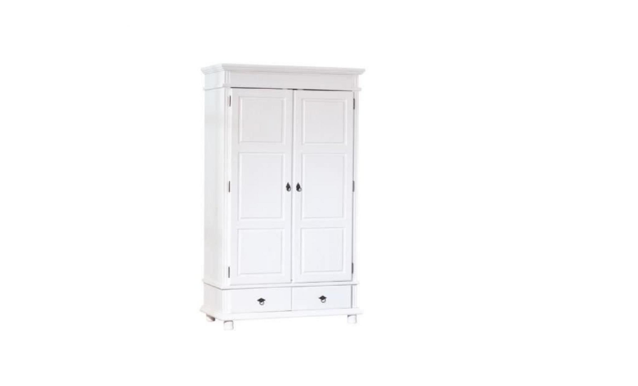 armoire danz penderie meuble Étagères rangement bois massif blanc dim. 1160x1990x570
