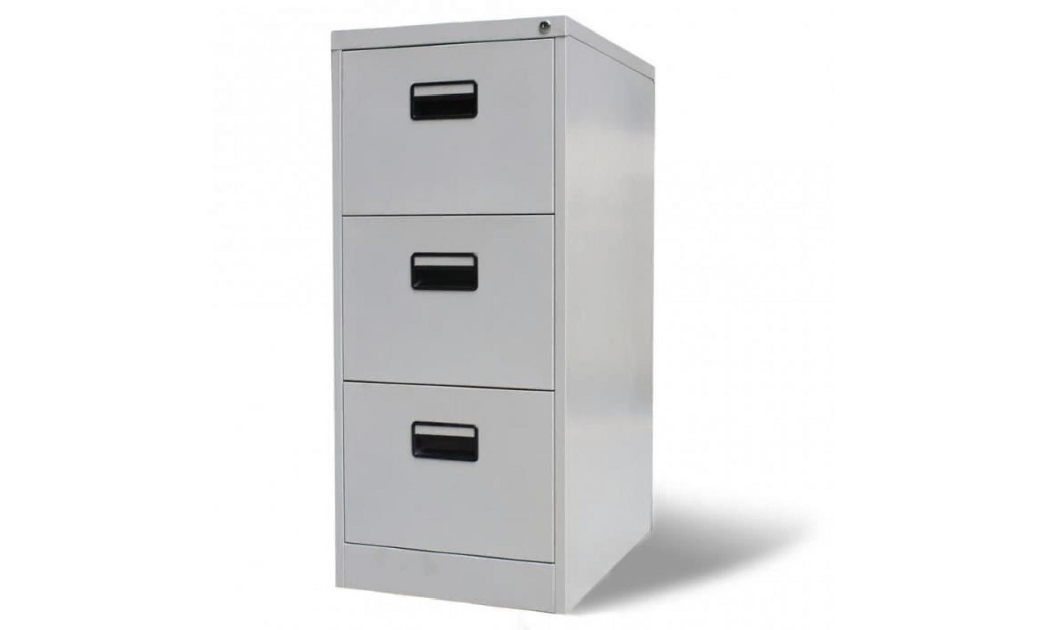 armoire de bureau 3 tiroirs en acier gris 45,5x62x102,5cm cs201231
