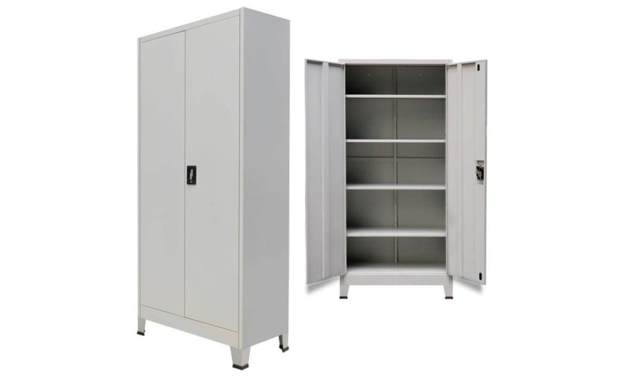 armoire de bureau armoires et meubles de rangement avec 2 portes acier 90 x 40 x 180 cm gris