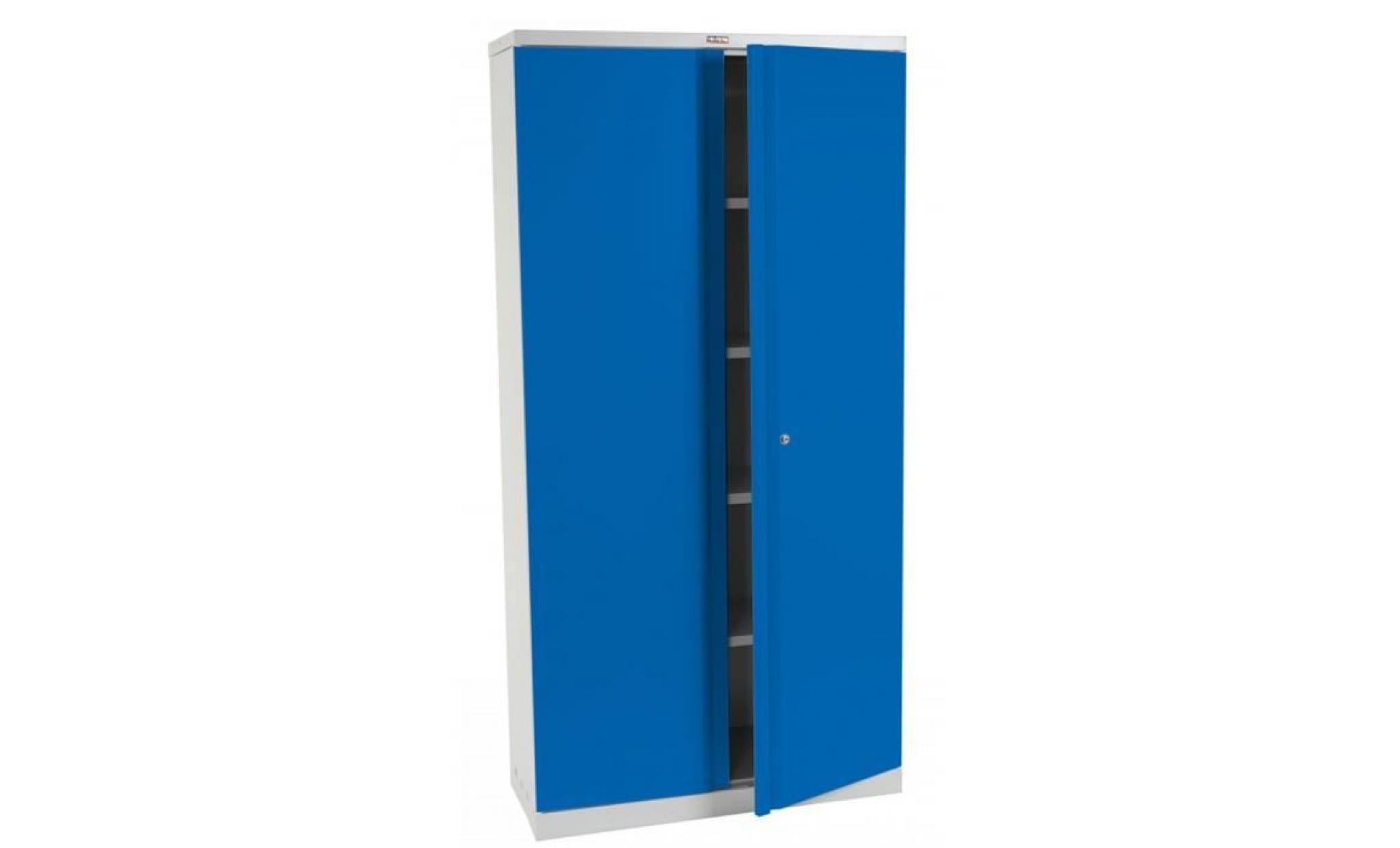 armoire de bureau avec 2 portes coloris bleu   dim : h 182 x l 92 x p 37 cm