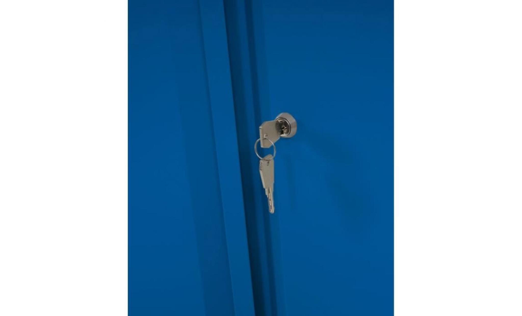 armoire de bureau avec 2 portes coloris bleu   dim : h 182 x l 92 x p 37 cm pas cher