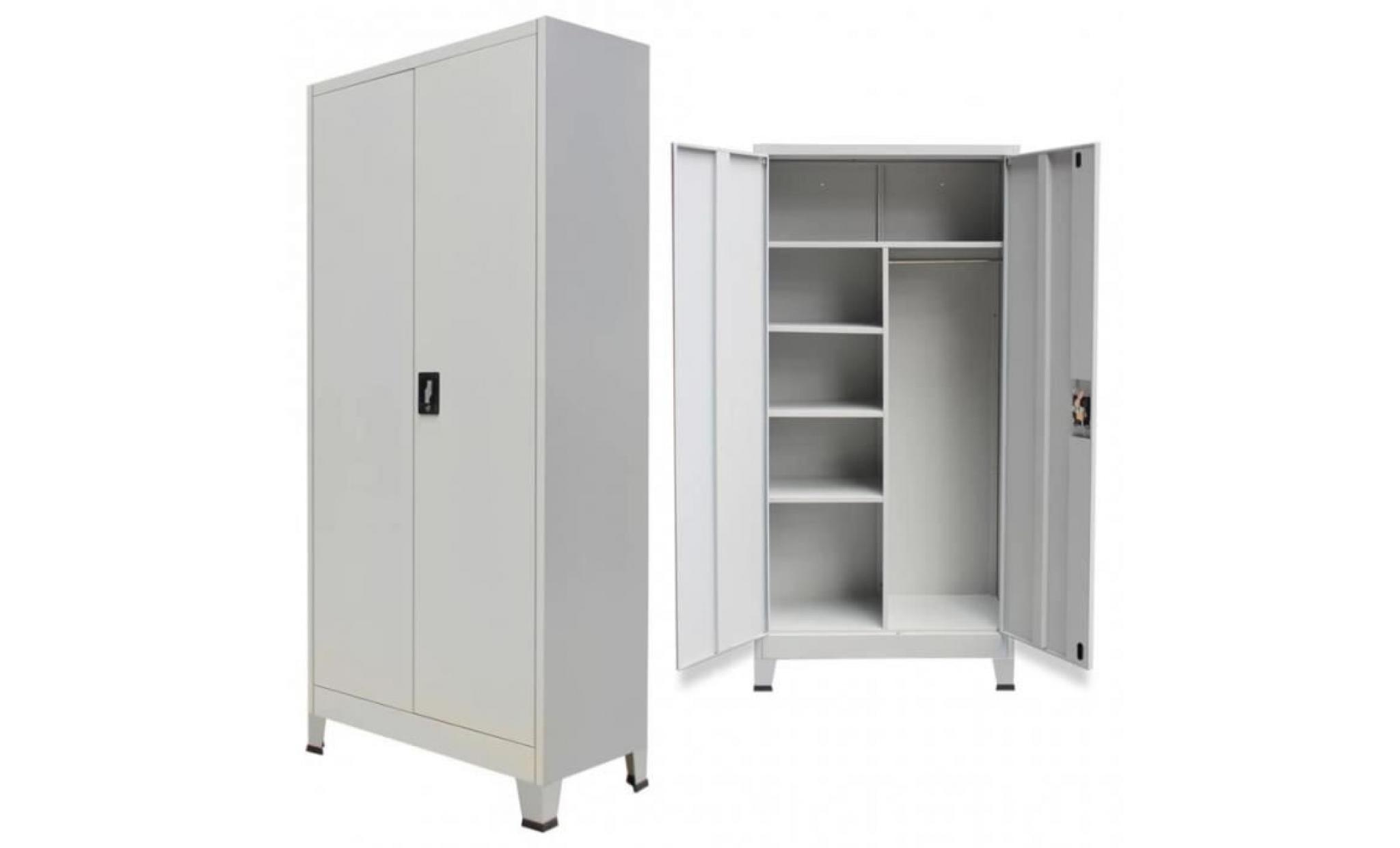 armoire de bureau avec verrous en acier gris 90x40x180cm cs201541