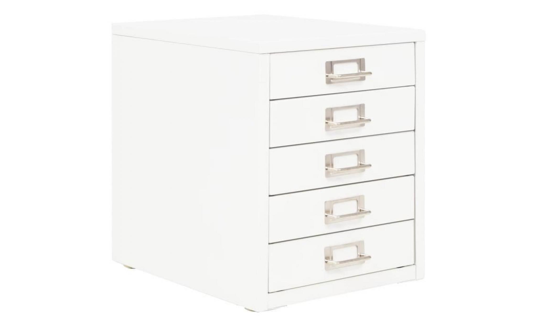 armoire de bureau classeur à 5 tiroirs métal 28 x 35 x 35 cm blanc