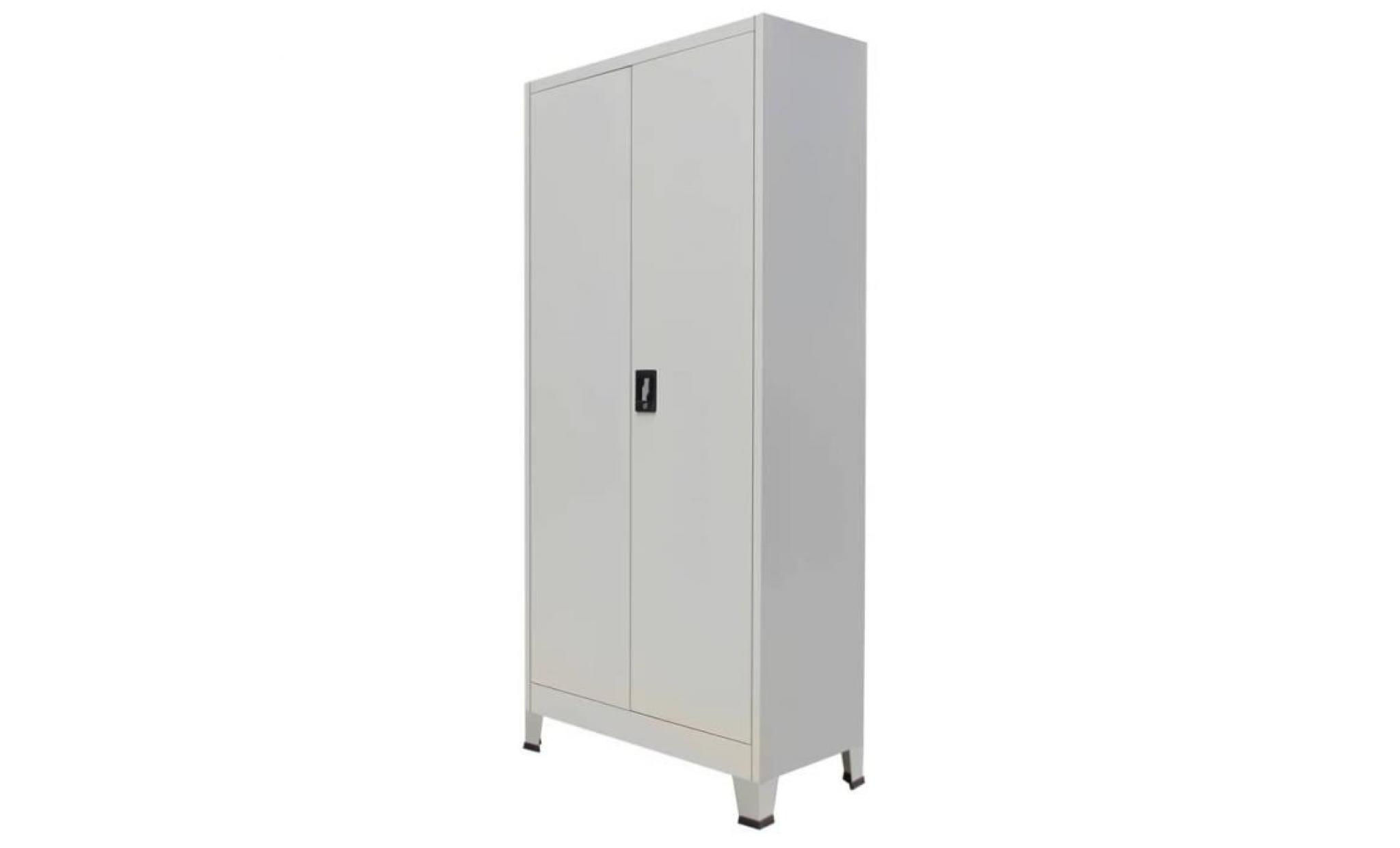 armoire de bureau classeur à tiroirs avec 2 portes métal 90 cm gris