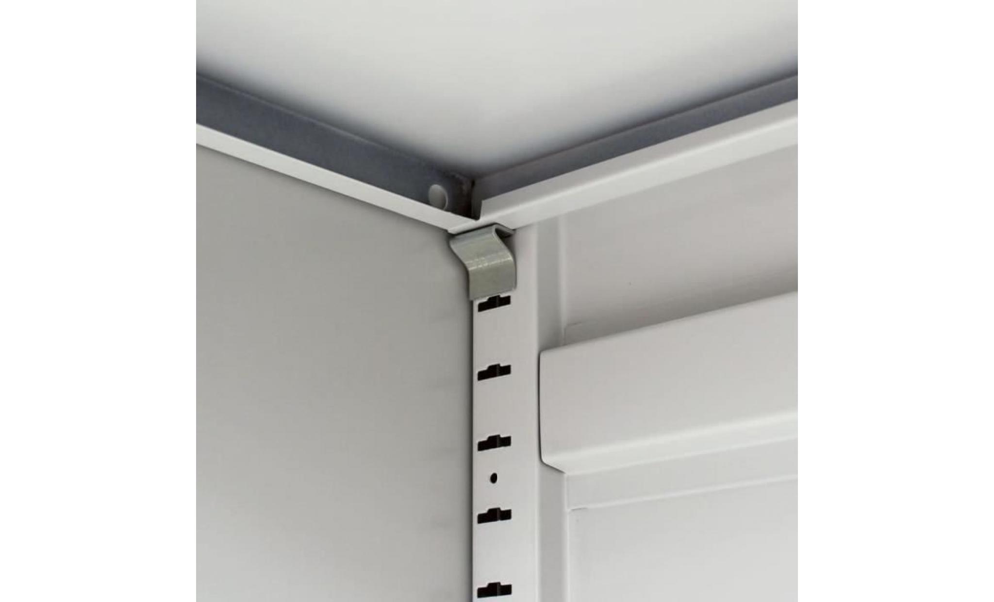 armoire de bureau classeur à tiroirs avec 4 portes acier 90 x 40 x 180 cm gris pas cher