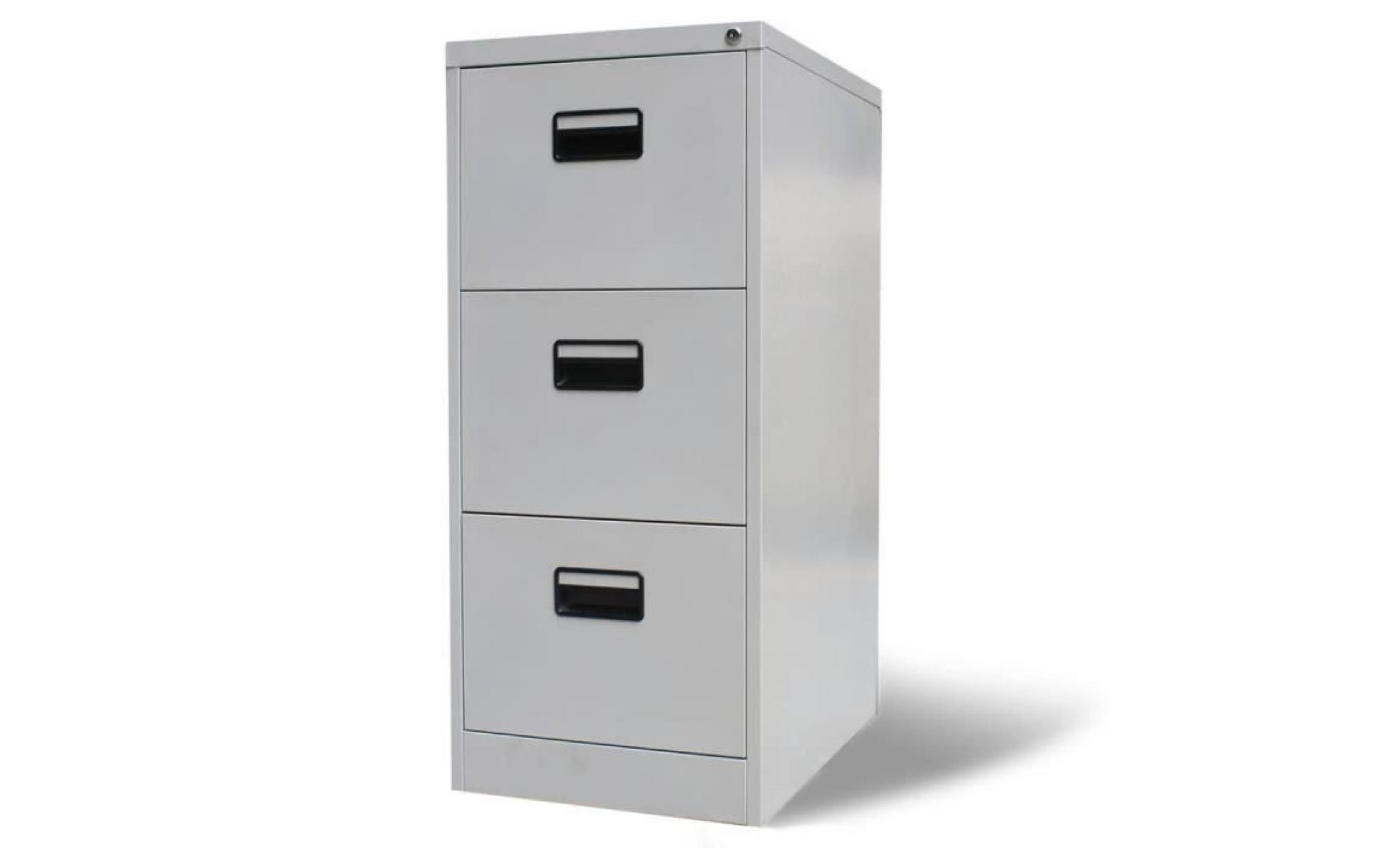 armoire de bureau classeur avec 3 tiroirs métal gris