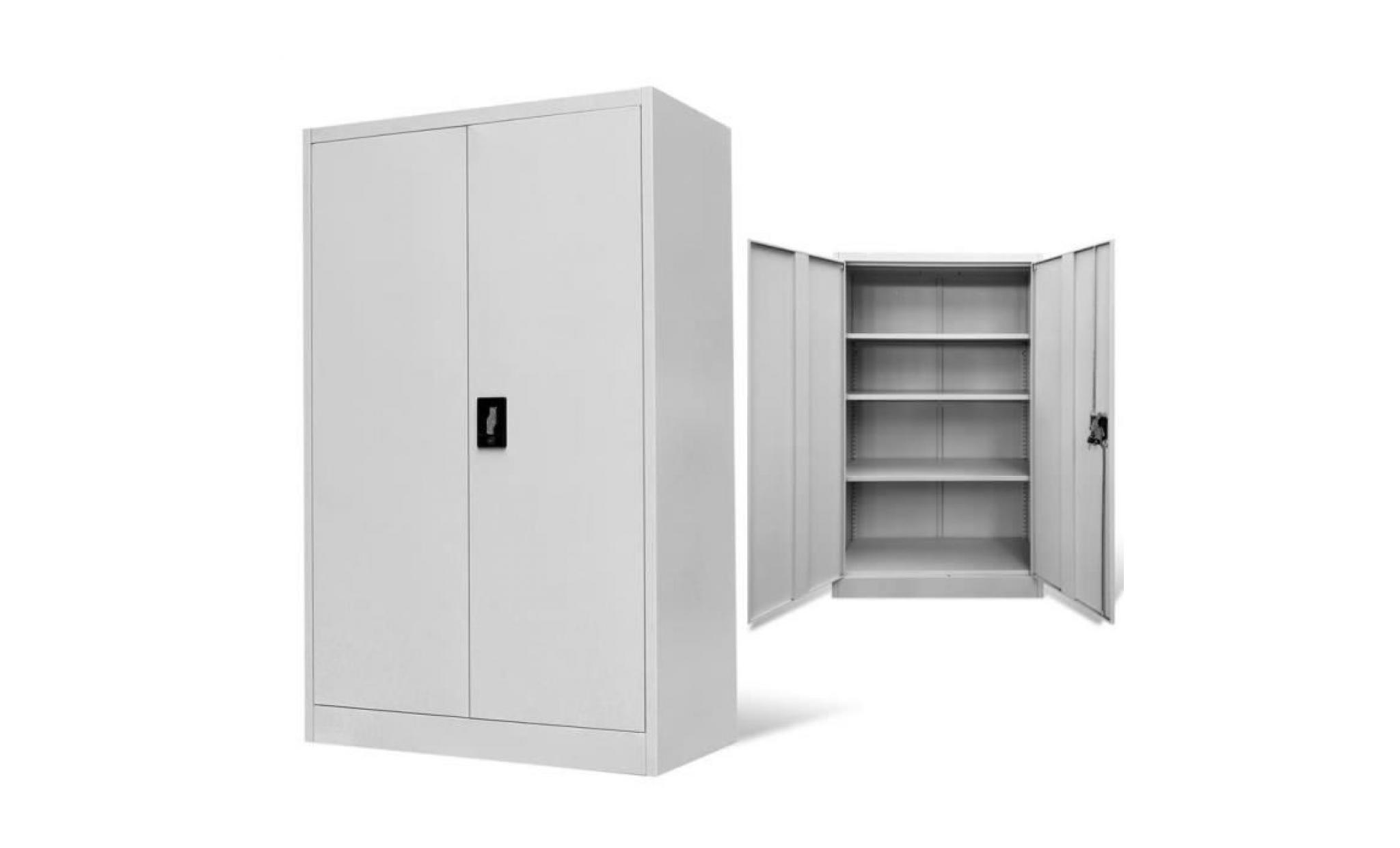 armoire de bureau classeur de bureau 90x40x140 cm acier gris