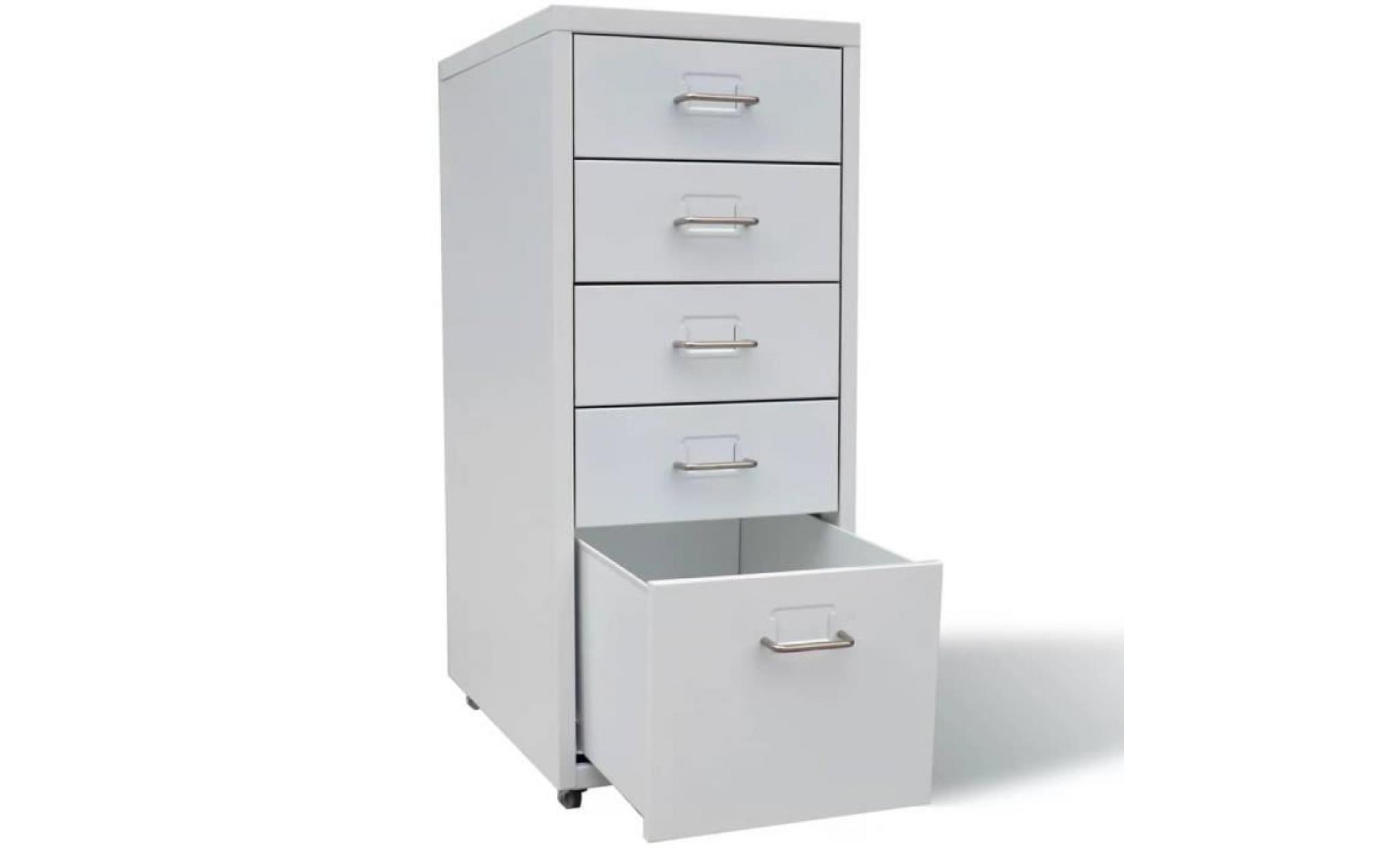 armoire de bureau classeur suspendu classeur à tiroirs métal 5 tiroirs gris pas cher