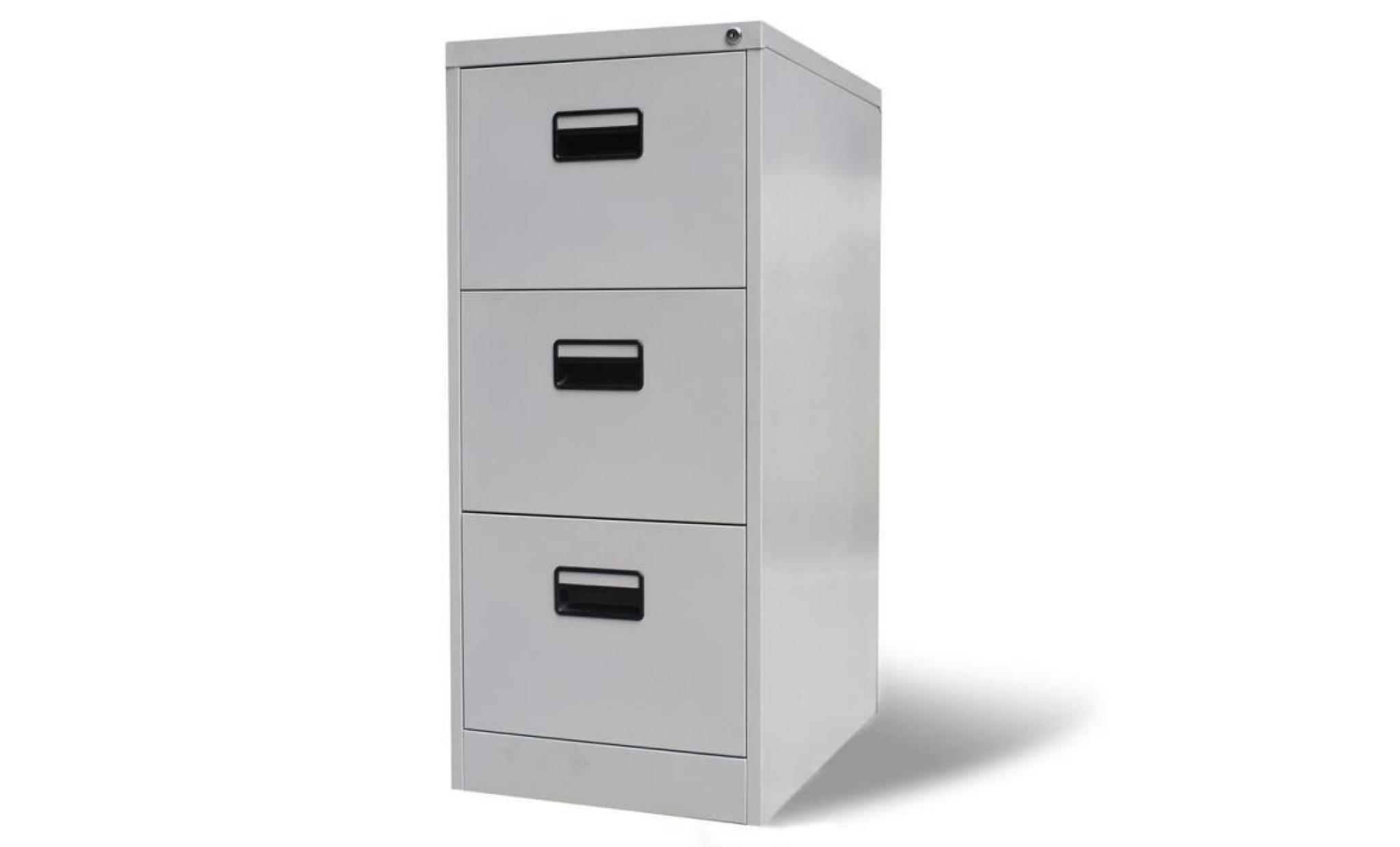 armoire de bureau en métal à 3 tiroirs gris