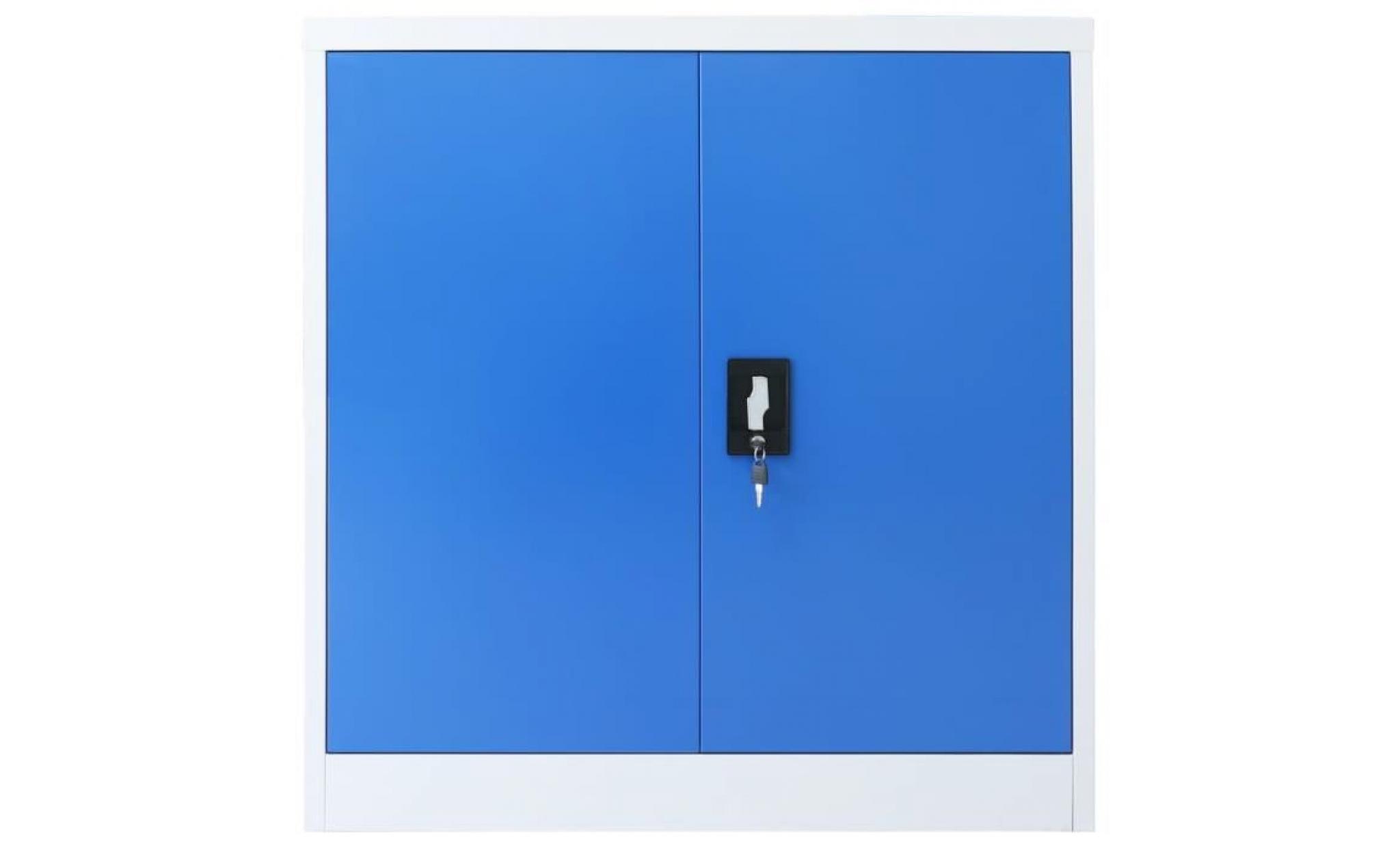 armoire de bureau métal 90 x 40 x 90 cm gris et bleu pas cher