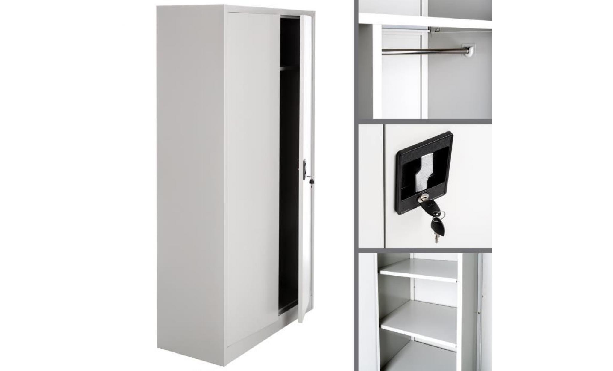 armoire de bureau, meuble de classement, de rangement à 2 etagères réglables à 2 clés en acier 90 cm x 40 cm x 90 cm gris tectake pas cher