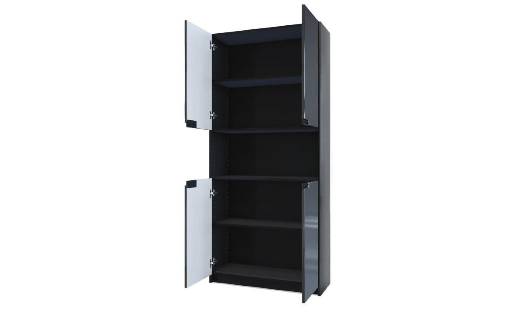 armoire de bureau rangement logan v2  corps en noir mat   façades en aspect béton oxyde pas cher