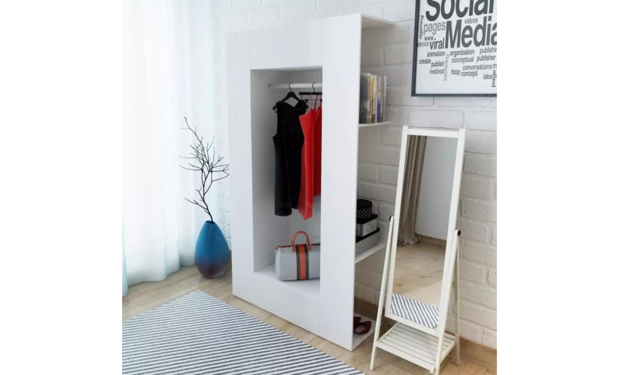 armoire de chambre garde robe meuble de rangement 106 x 36,5 x 192 cm blanc