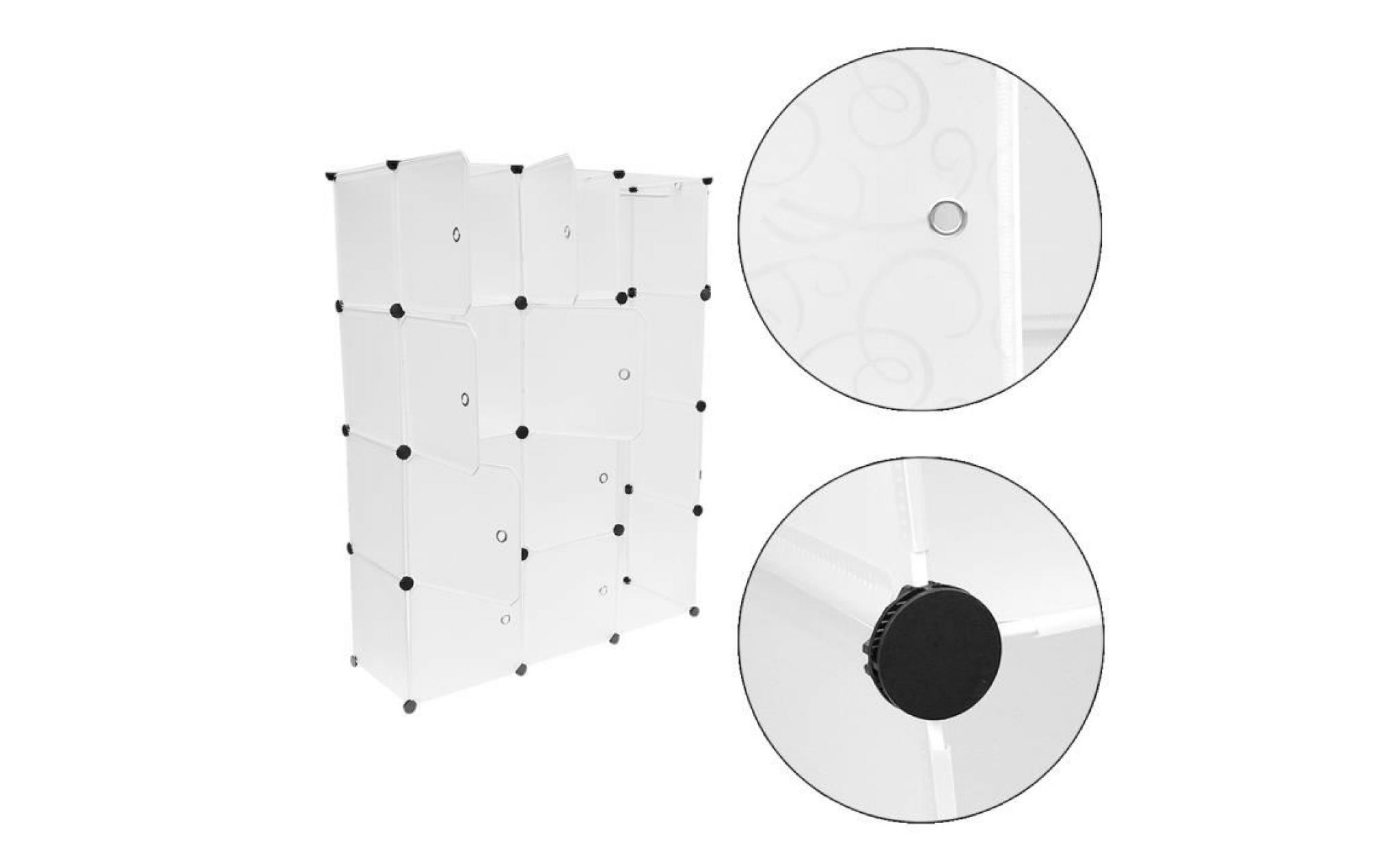 langria 12 cubes   armoires Étagères plastique avec portes   blanc pas cher