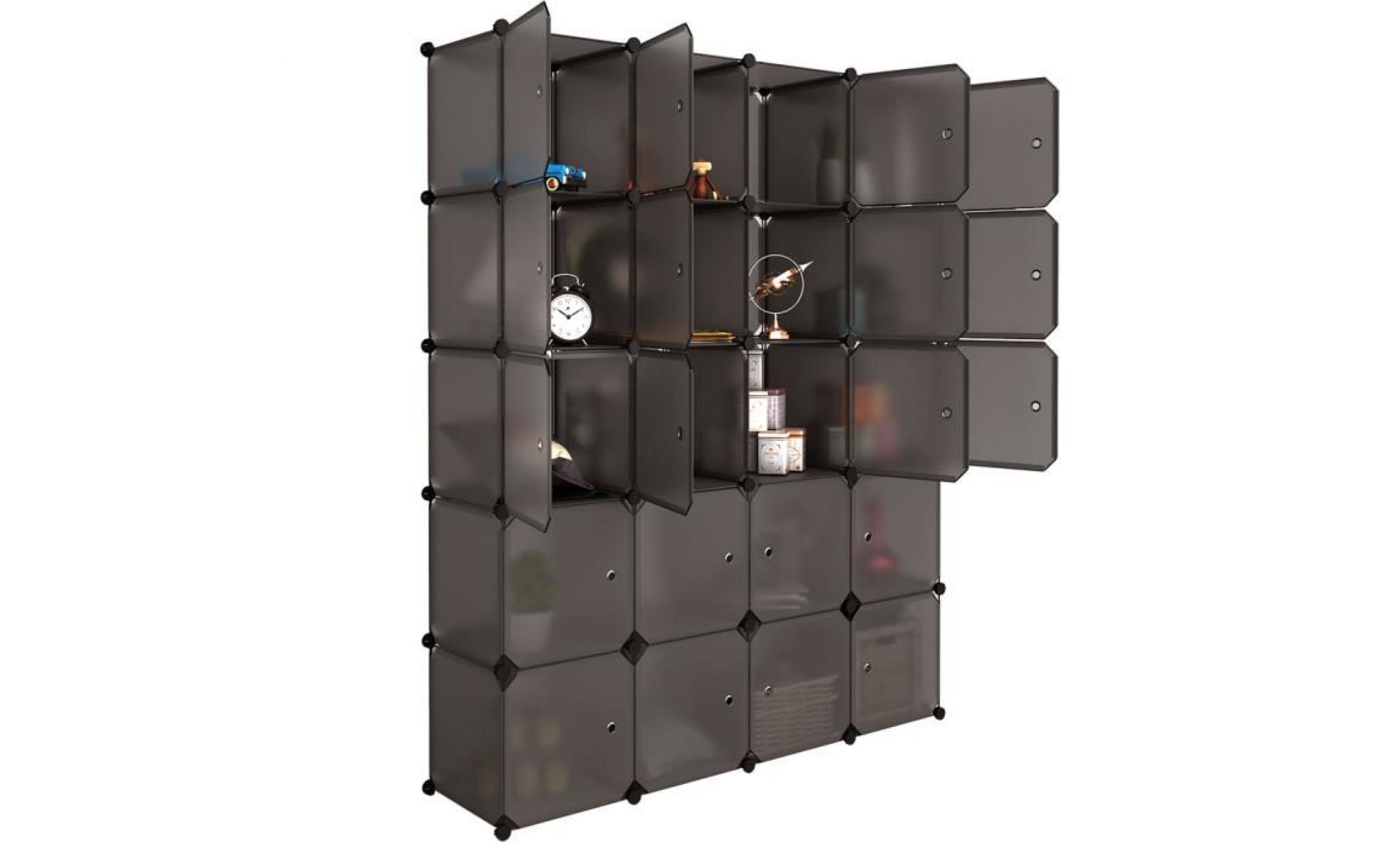 armoire de rangement 20 cubes en plastique etagère modulaire diy langria