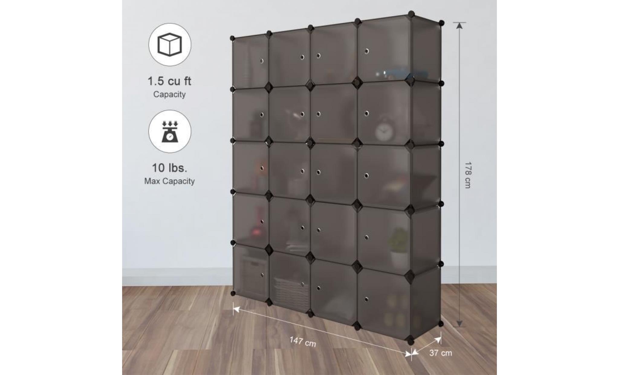 armoire de rangement 20 cubes en plastique etagère modulaire diy langria pas cher