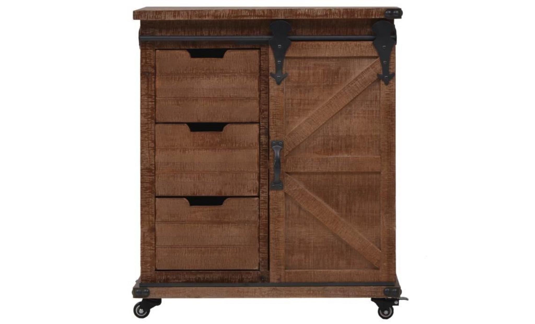 armoire de rangement bois de sapin massif 64x33,5x75 cm marron pas cher