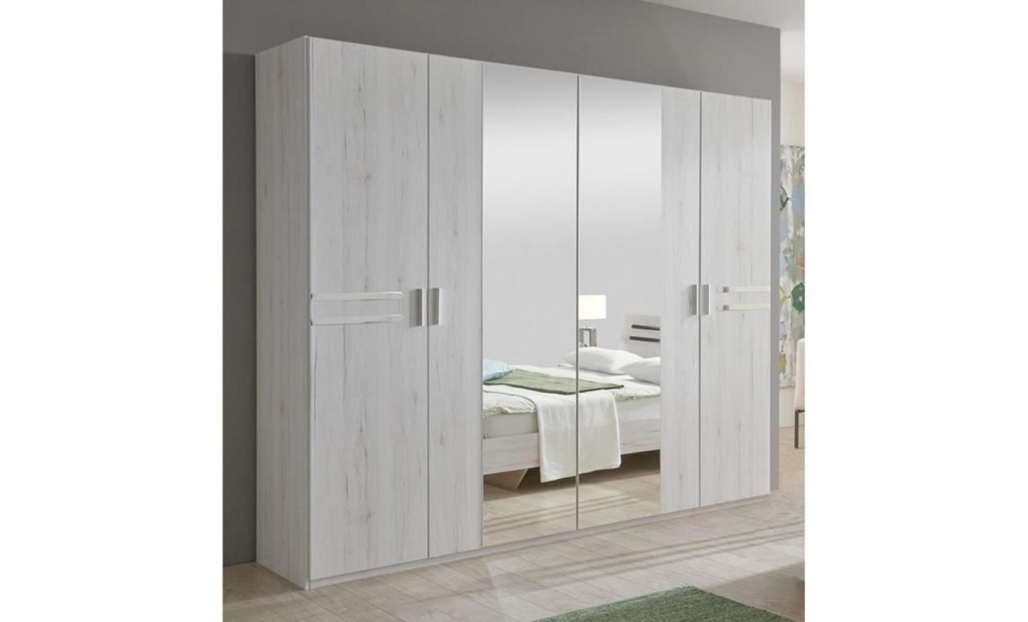 armoire de rangement chêne blanc chrome brillant 225 x 210 x 58 cm