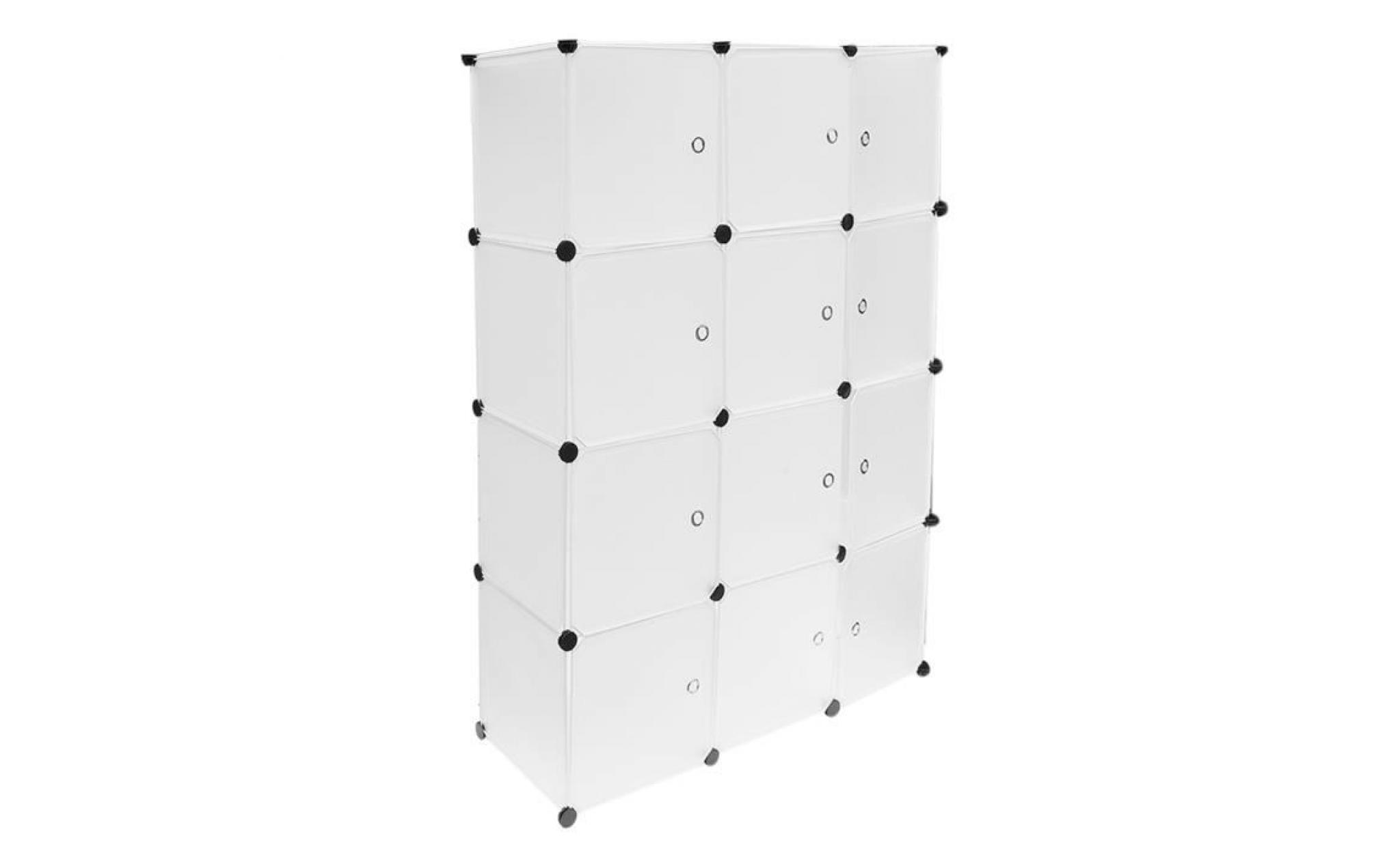 armoire de rangement combinaisons en plastique multi usage style moderne   12 cubes   armoire de chambre   blanc