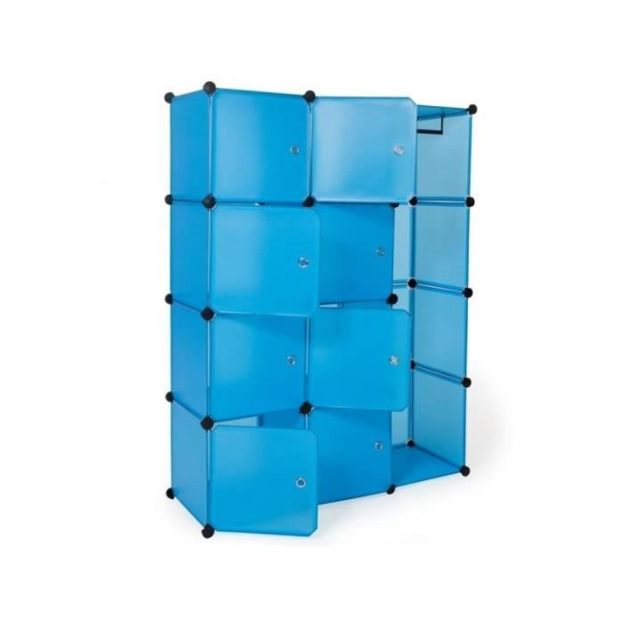 Armoire de rangement meuble penderie étagère bleu 2008043 pas cher