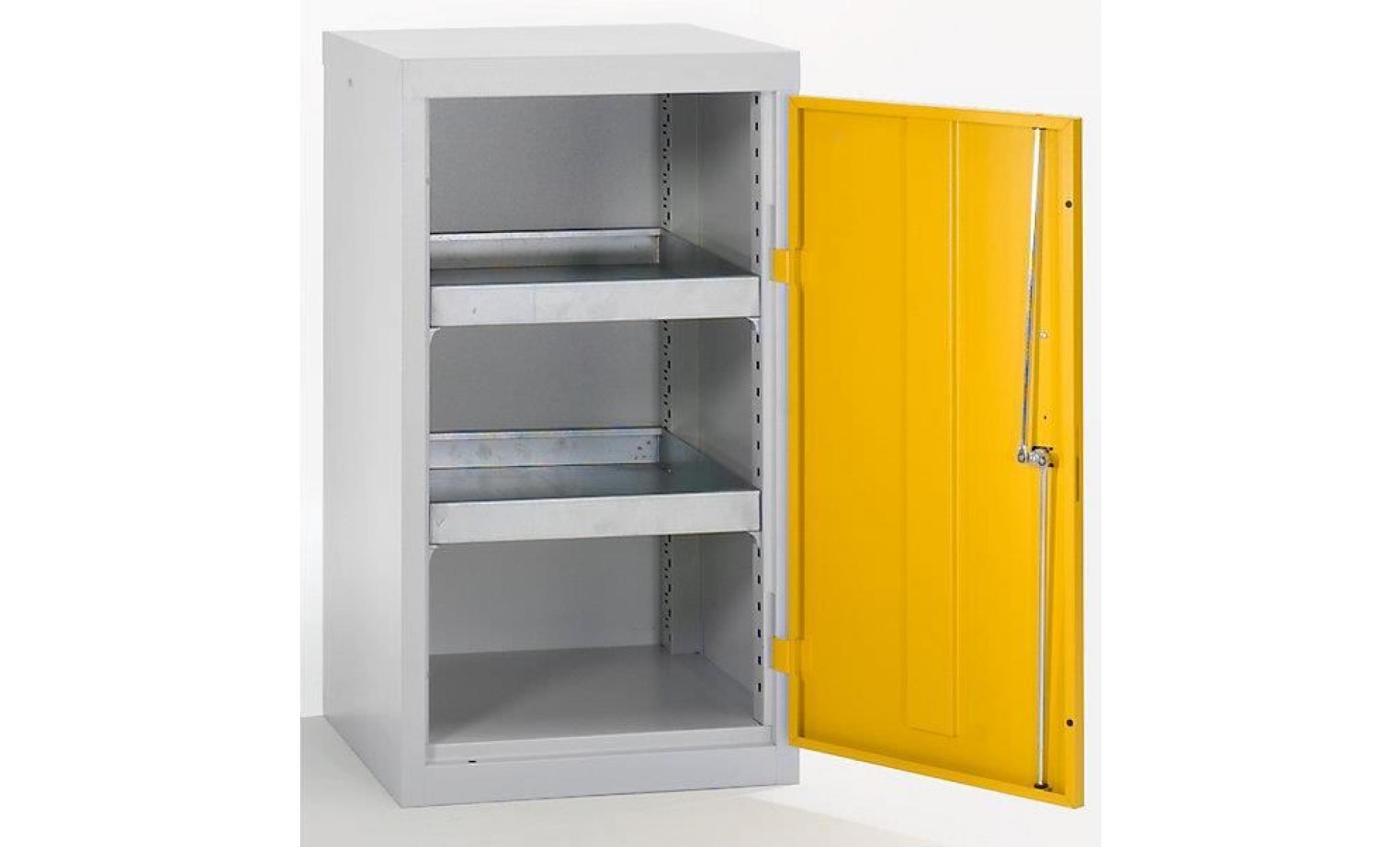 armoire de sécurité à portes pleines   h x l x p 900 x 500 x 500 mm, 2 tablettes de rétention gris clair / bleu gentiane   armoire