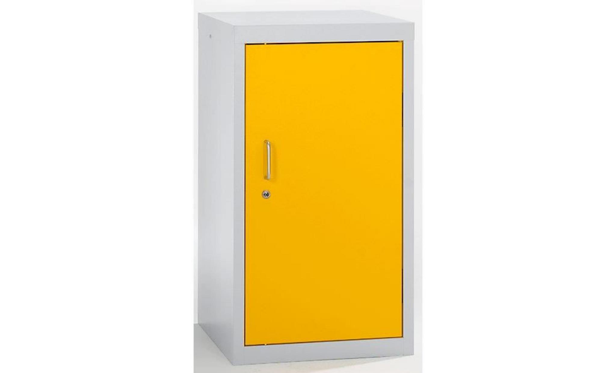 armoire de sécurité à portes pleines   h x l x p 900 x 500 x 500 mm, 2 tablettes de rétention gris clair / jaune sécurité   armoire pas cher